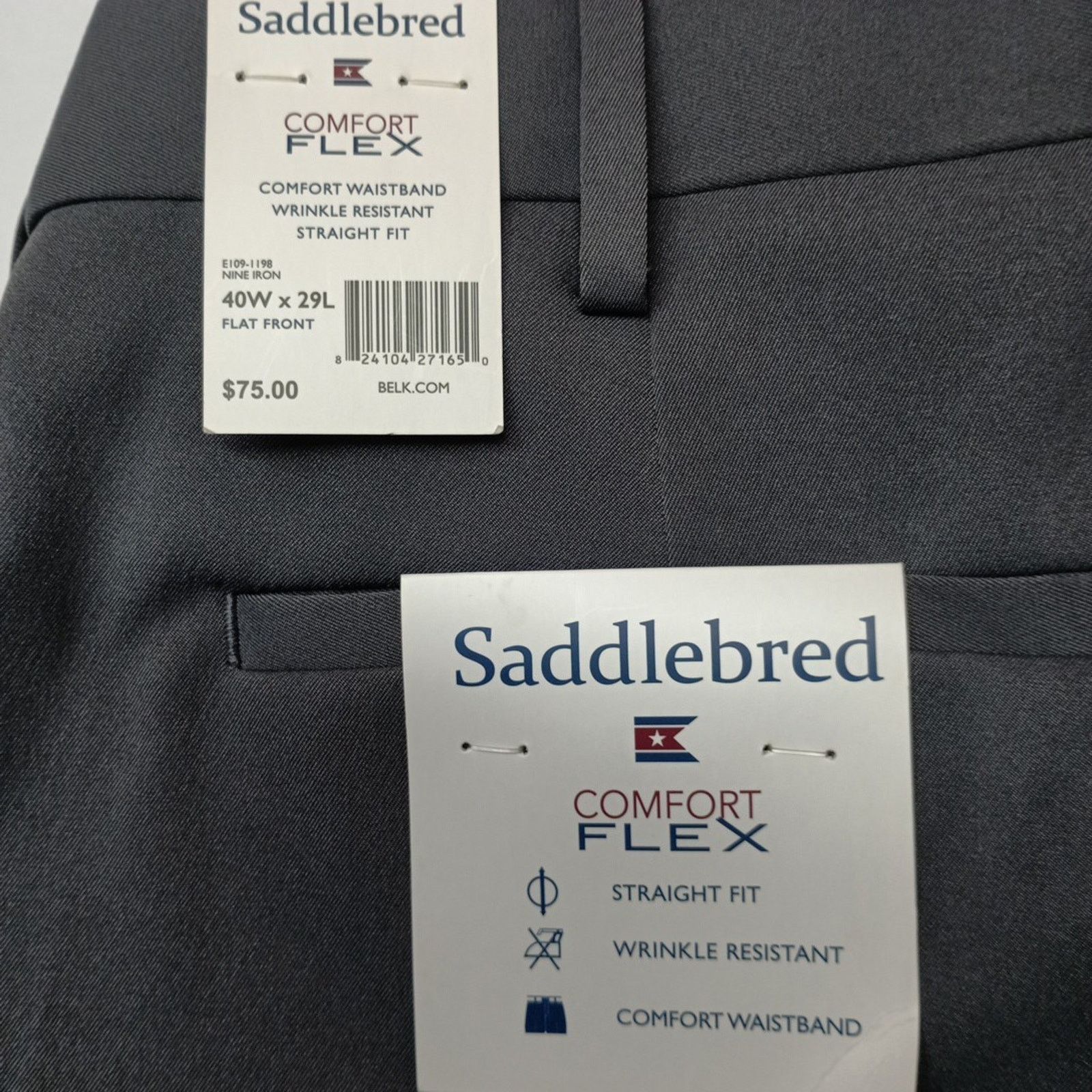 Saddlebred Saddlebred Straight Fit Dress Pants Men's Size 40x29 Gray Size US 40 / EU 56 - 2 Thumbnail