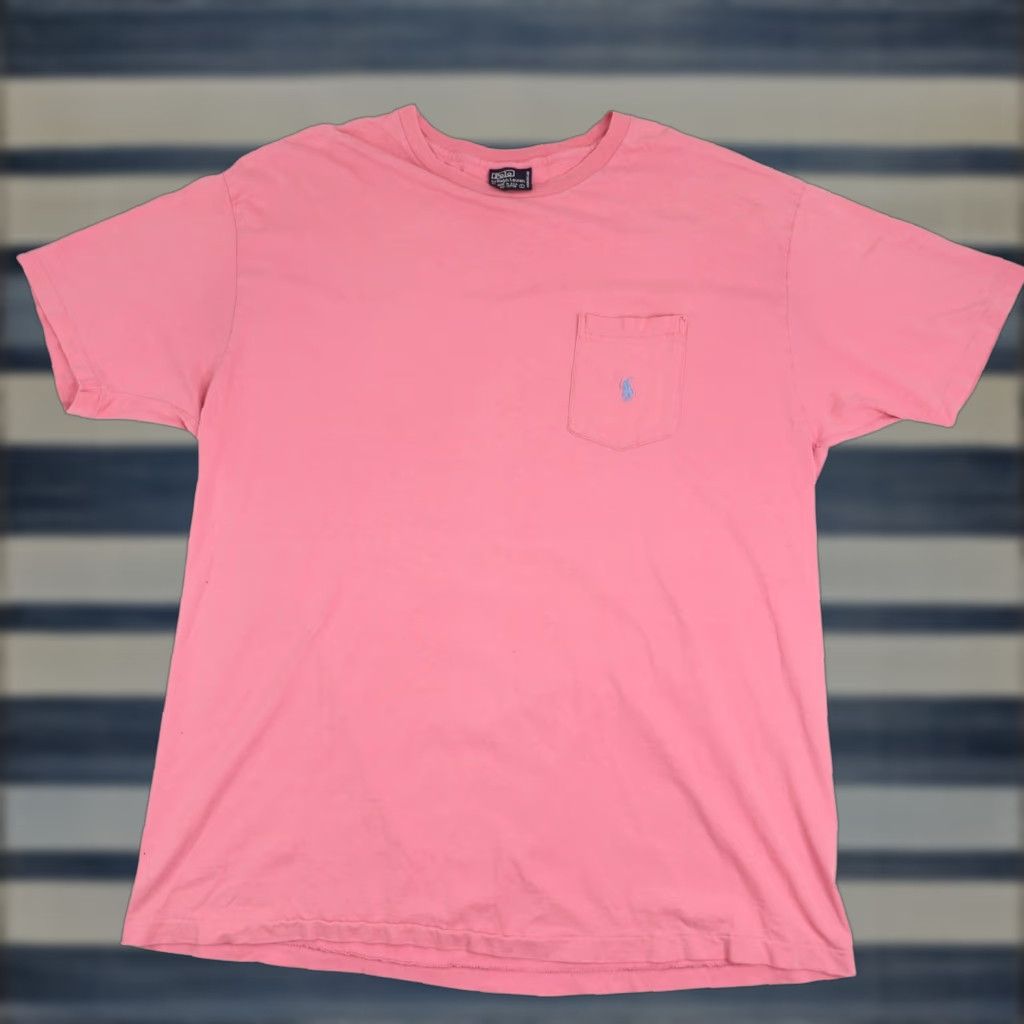 Polo Ralph Lauren VINTAGE Polo Ralph Lauren Mens Shirt Pink Large Classic Pocket Tee Mens Size US L / EU 52-54 / 3 - 1 Thumbnail