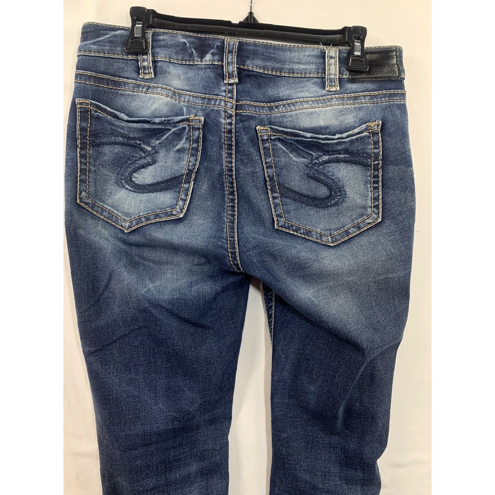 Silver Jeans Co. Silver Suki Mid Straight Jeans Womens 32x30 Dark Wash Stretch Fluid Denim Size 24" / US 00 / IT 34 - 7 Thumbnail