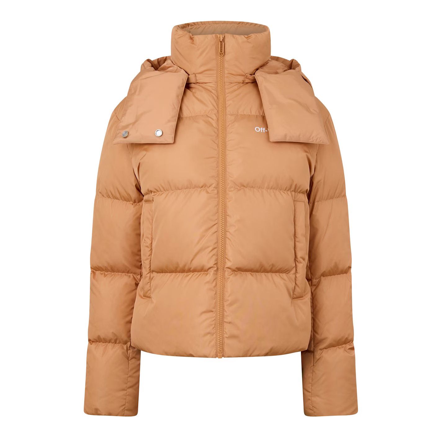 Off-White o1g2r1mq0125 Puffer Jacket in Light Brown Size S / US 4 / IT 40 - 1 Thumbnail