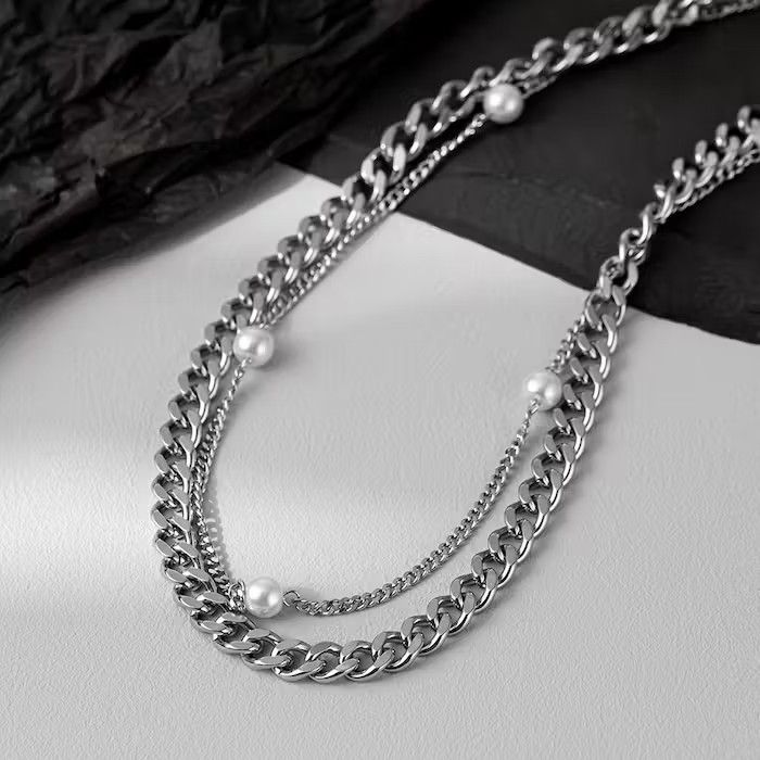 Jewelry × Vintage Pearl Stacked Stainless Steel Necklace Size ONE SIZE - 3 Thumbnail