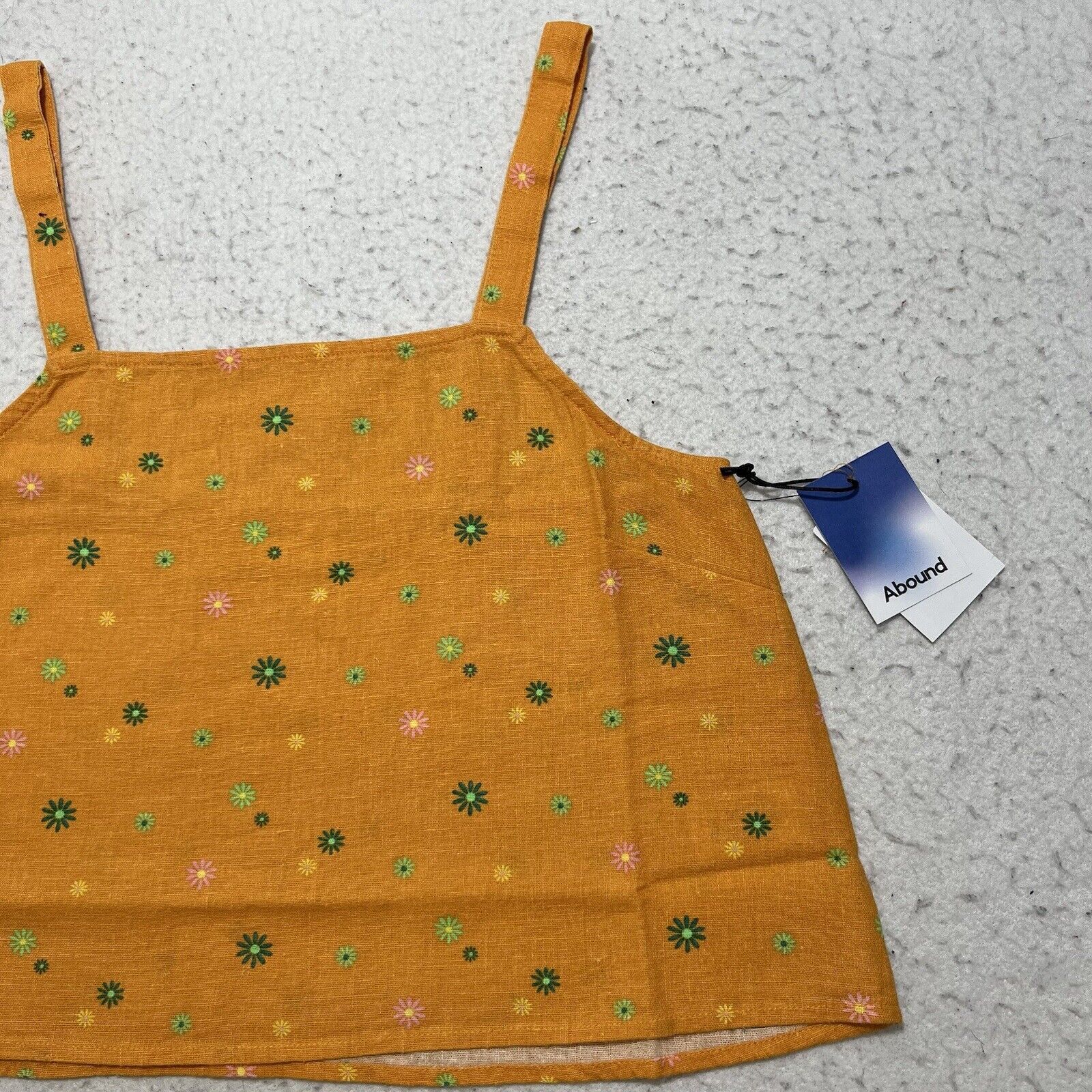 Nordstrom Abound Orange Floral Sleeveless Square Neck Crop Top NWT Size S / US 4 / IT 40 - 6 Thumbnail