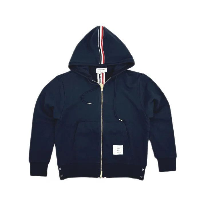 Thom Browne Thom Browne Blue Zip Hoodie with Stripes -2507 Size US XXS / EU 40 - 8 Thumbnail