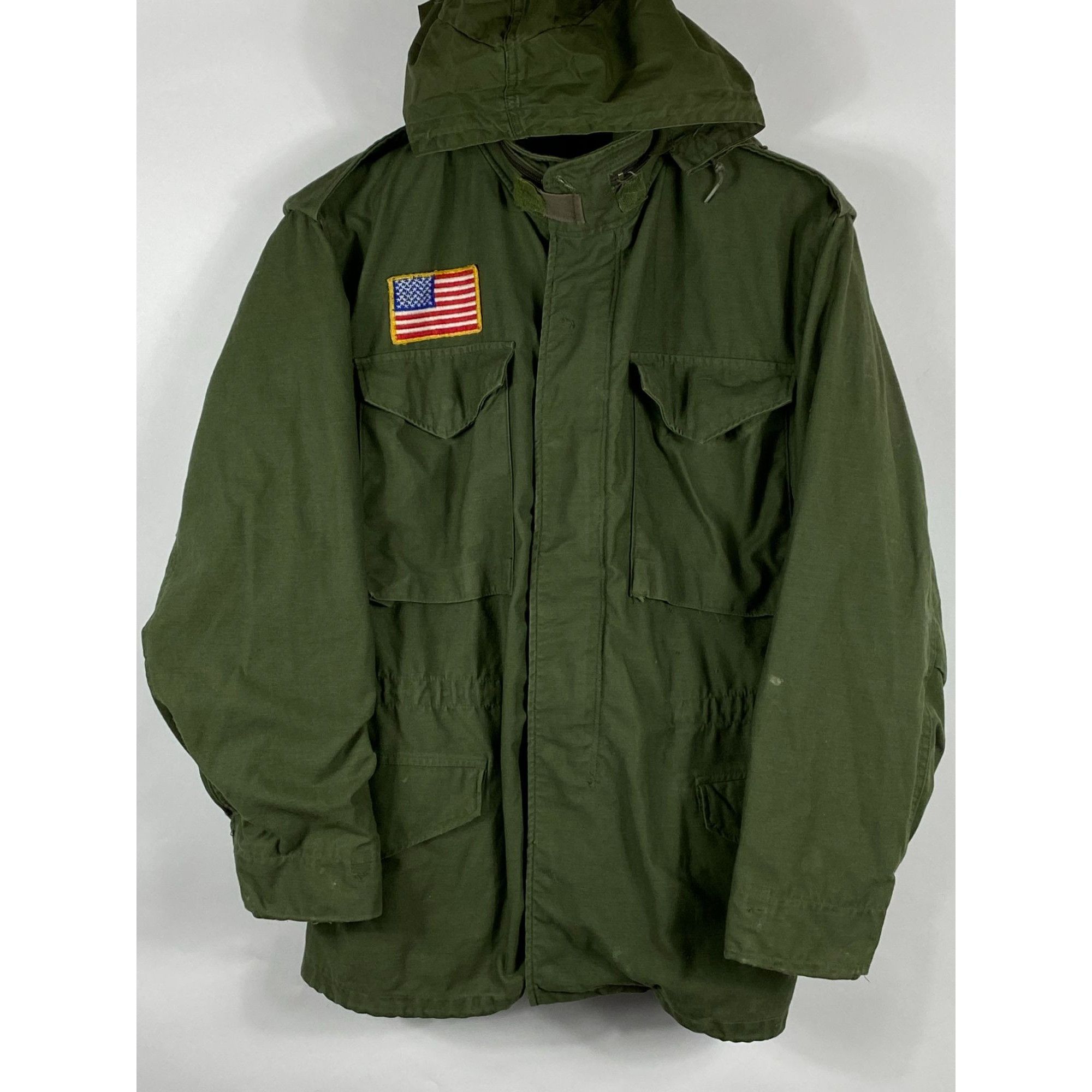 image of Vintage So-Sew Styles, Inc Og-107 Hooded U.s. Military Field in Olive Green, Men's (Size Small)