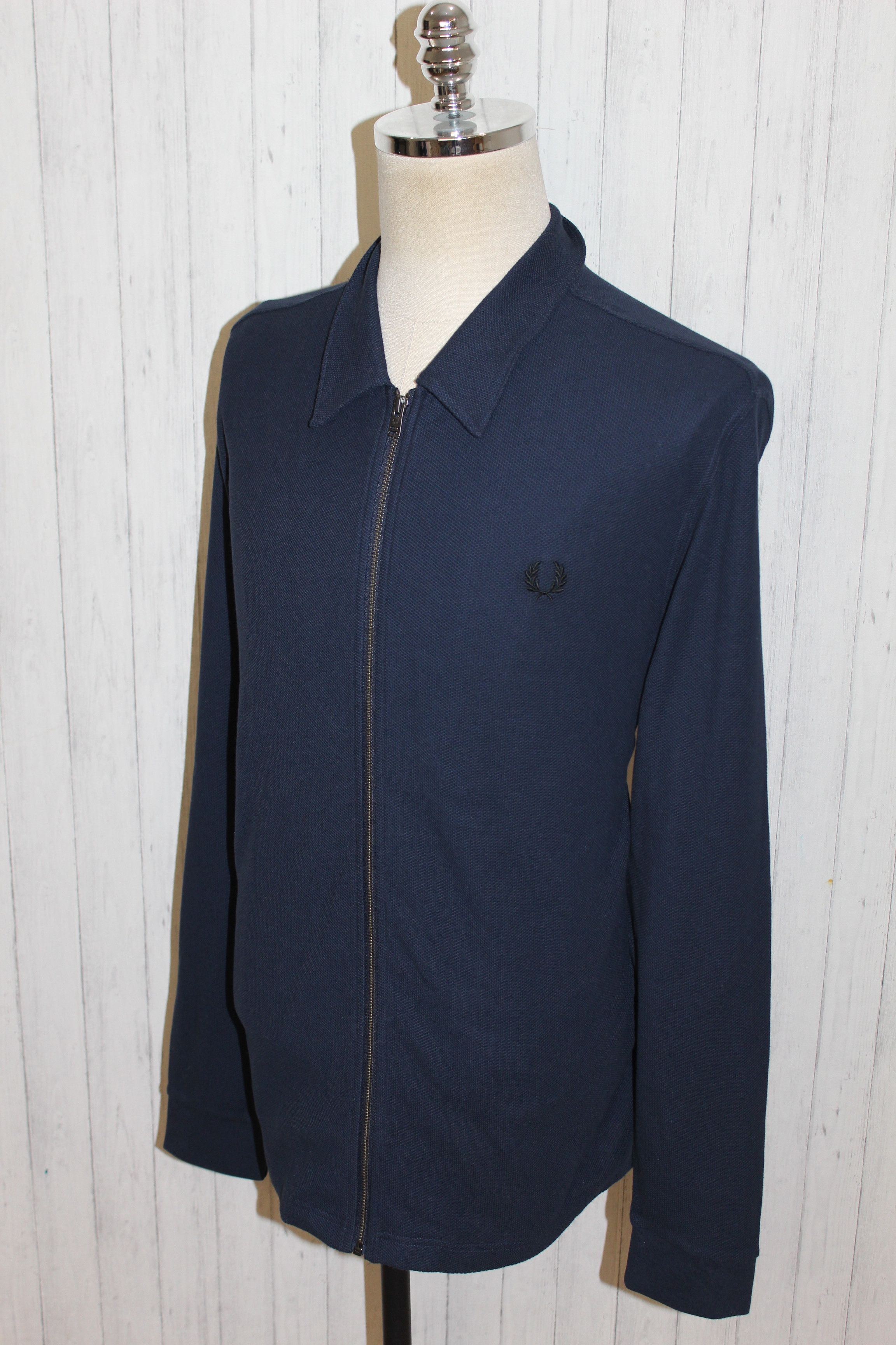 Fred Perry Men's FRED PERRY Long Sleeve Blue Zip Shirt Size US XL / EU 56 / 4 - 5 Thumbnail