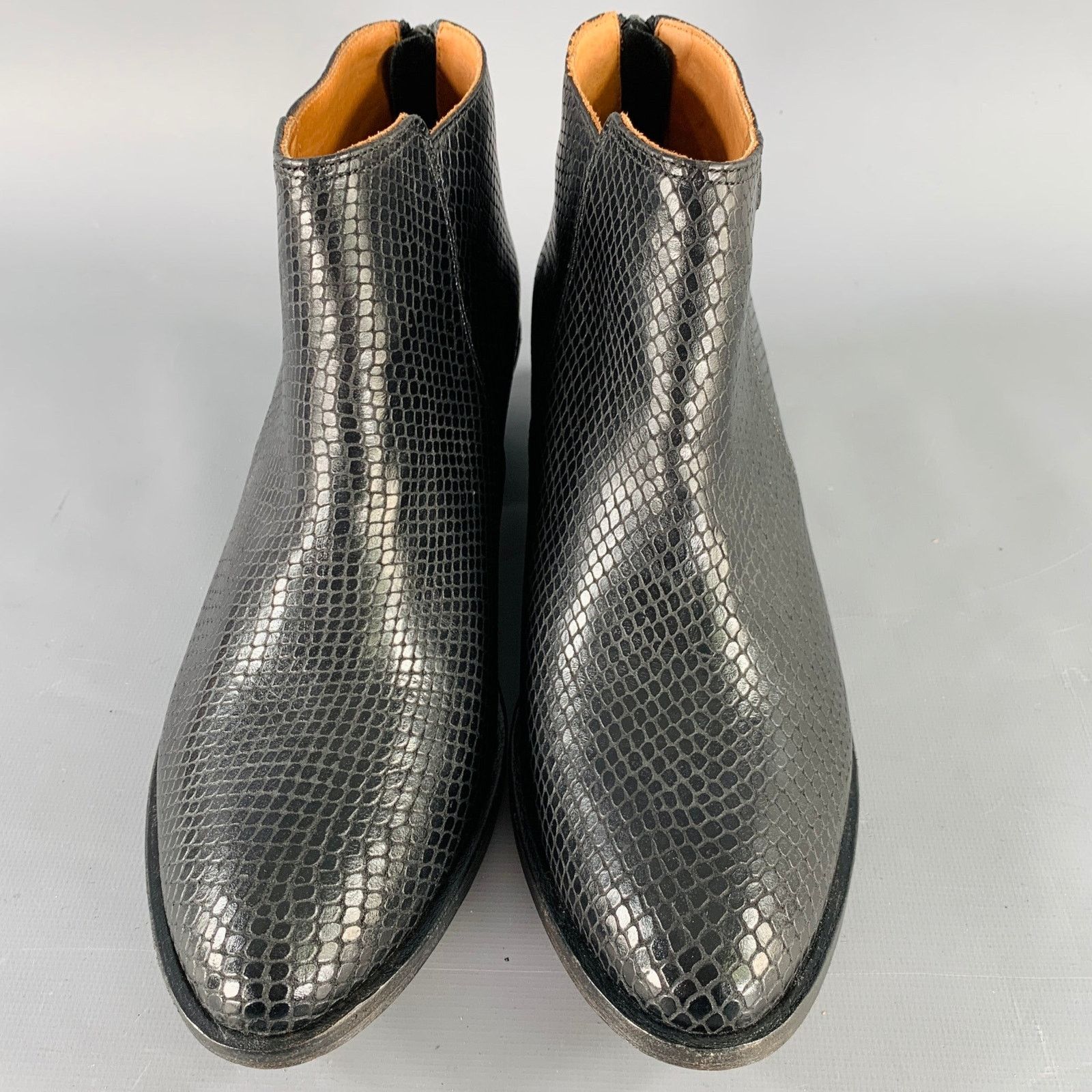 Other ANTHOLOGY PARIS Black Leather Snake Back Zip Ankle Boots Size US 9 / IT 39 - 4 Thumbnail