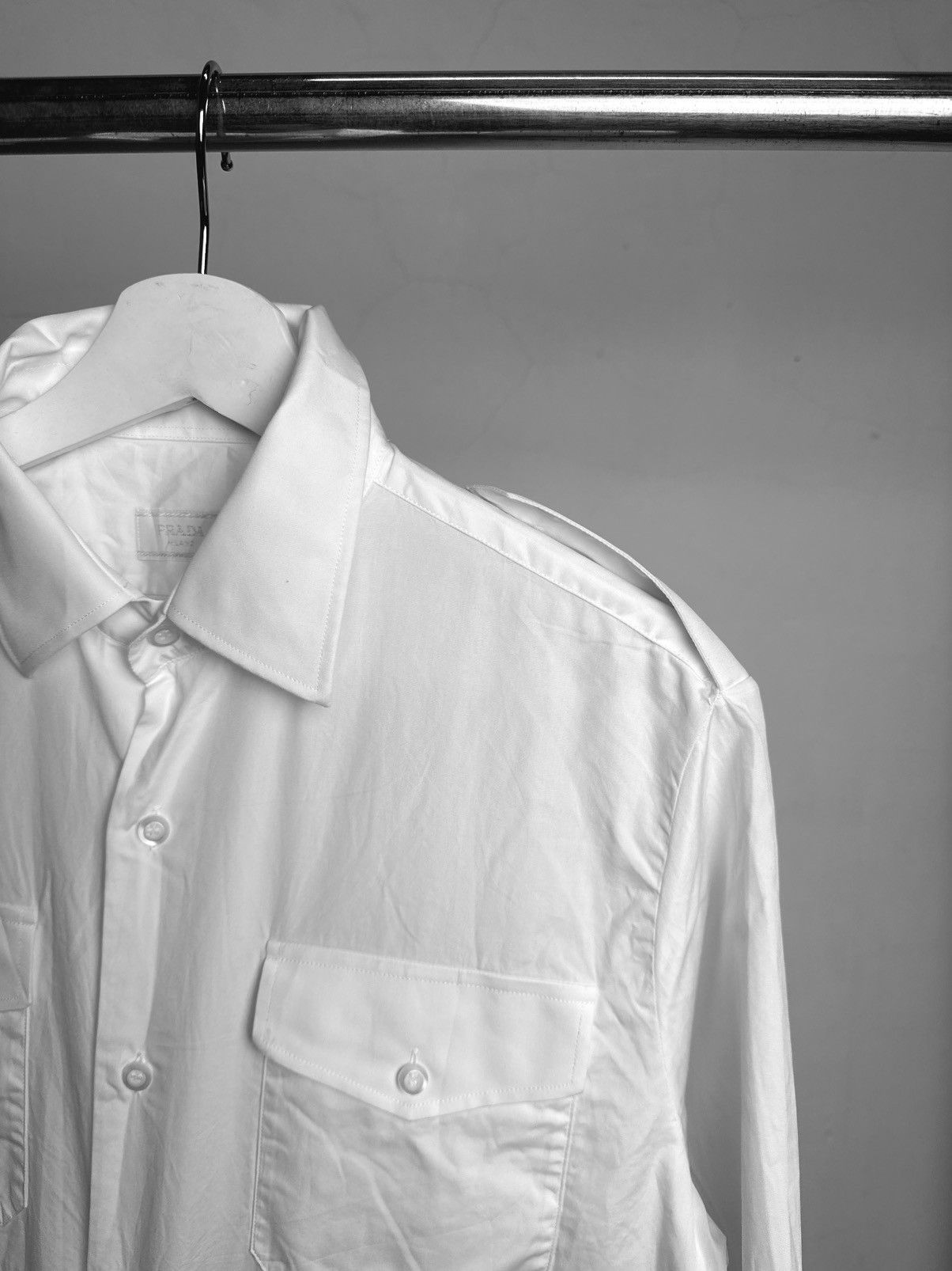 Prada Prada Runway FW2023 White Cutton Utility Shirt Size US L / EU 52-54 / 3 - 4 Thumbnail