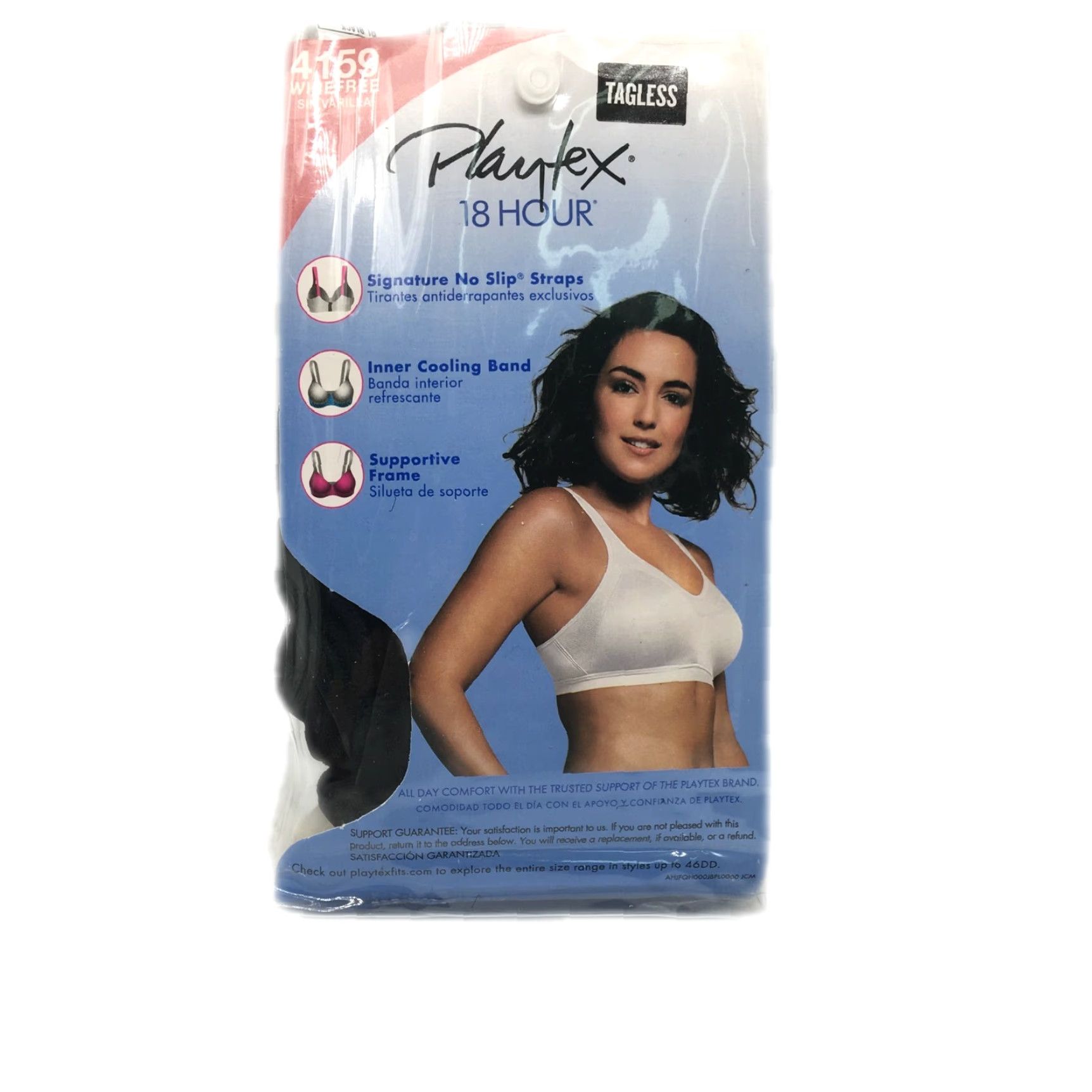 Vintage Playtex Bra 42C Black 18-Hour Active Comfort Regular Wireless Back Smoothing 4159 Women Size ONE SIZE - 4 Thumbnail