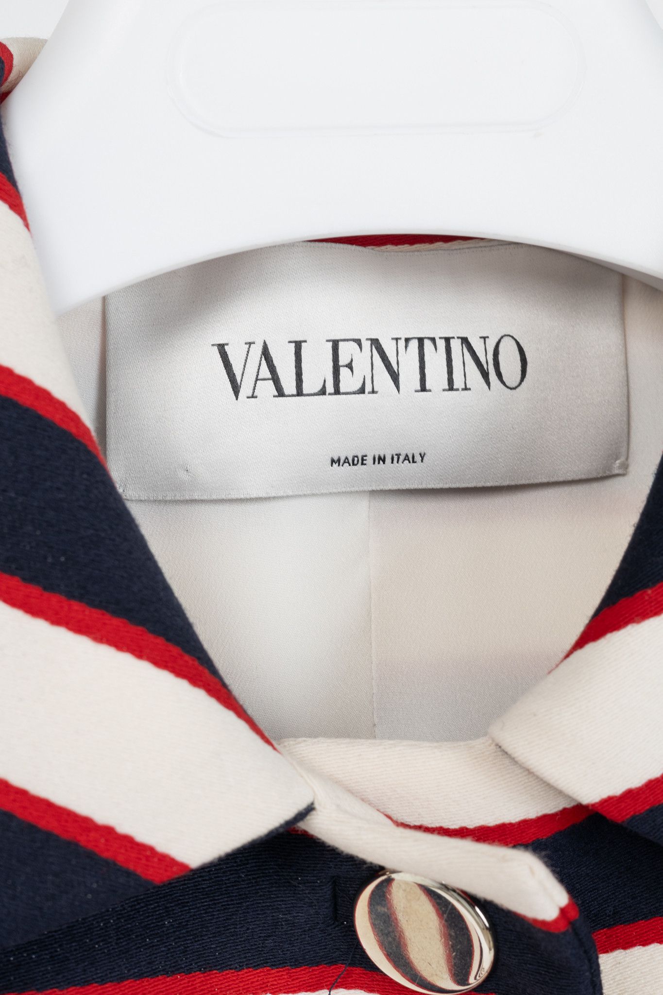 Valentino Valentino White & Navy Striped Wool & Silk Peplum Jacket Size M / US 6-8 / IT 42-44 - 4 Thumbnail