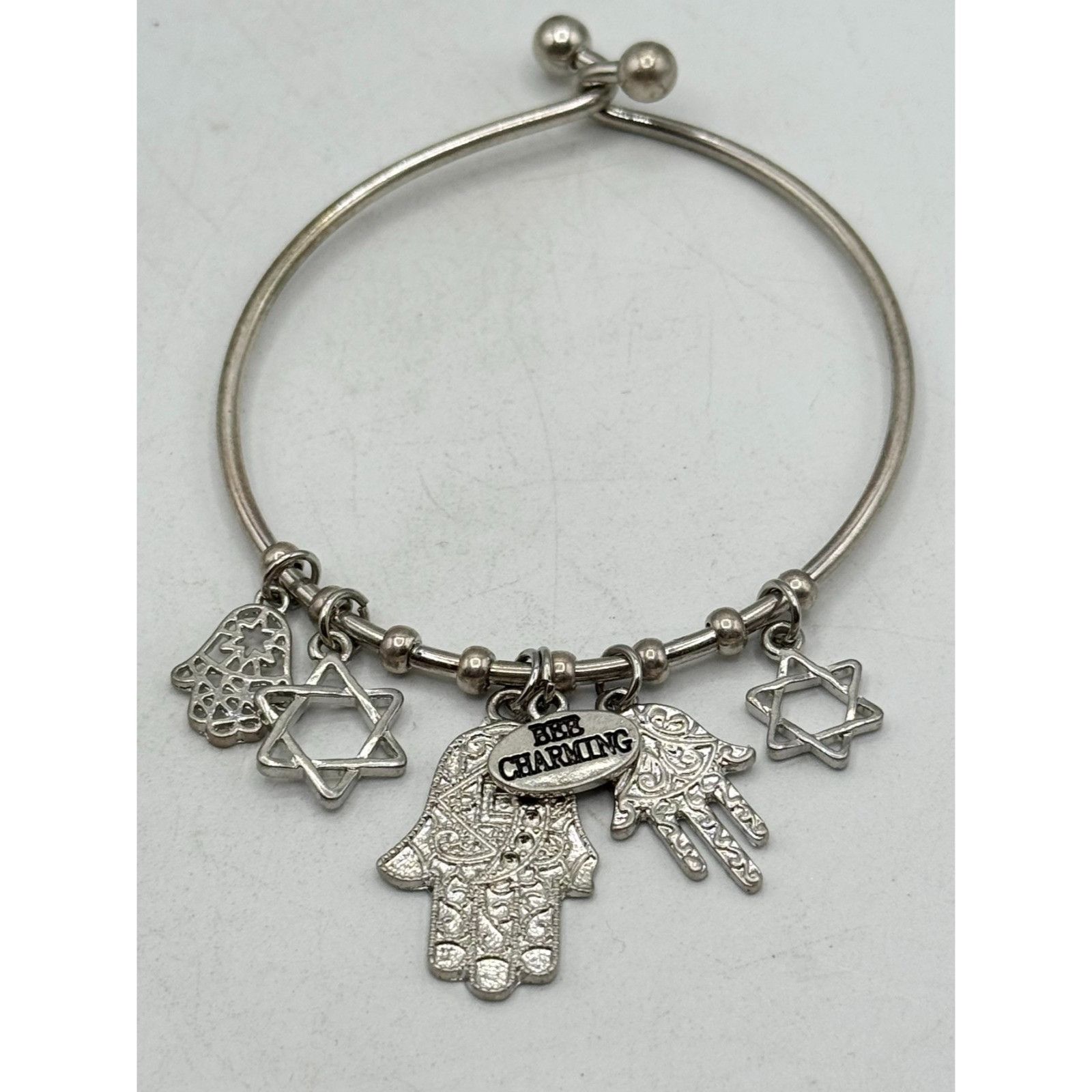 Other Jewish star hamsa hand charm bangle silver bracelet Size ONE SIZE - 2 Thumbnail