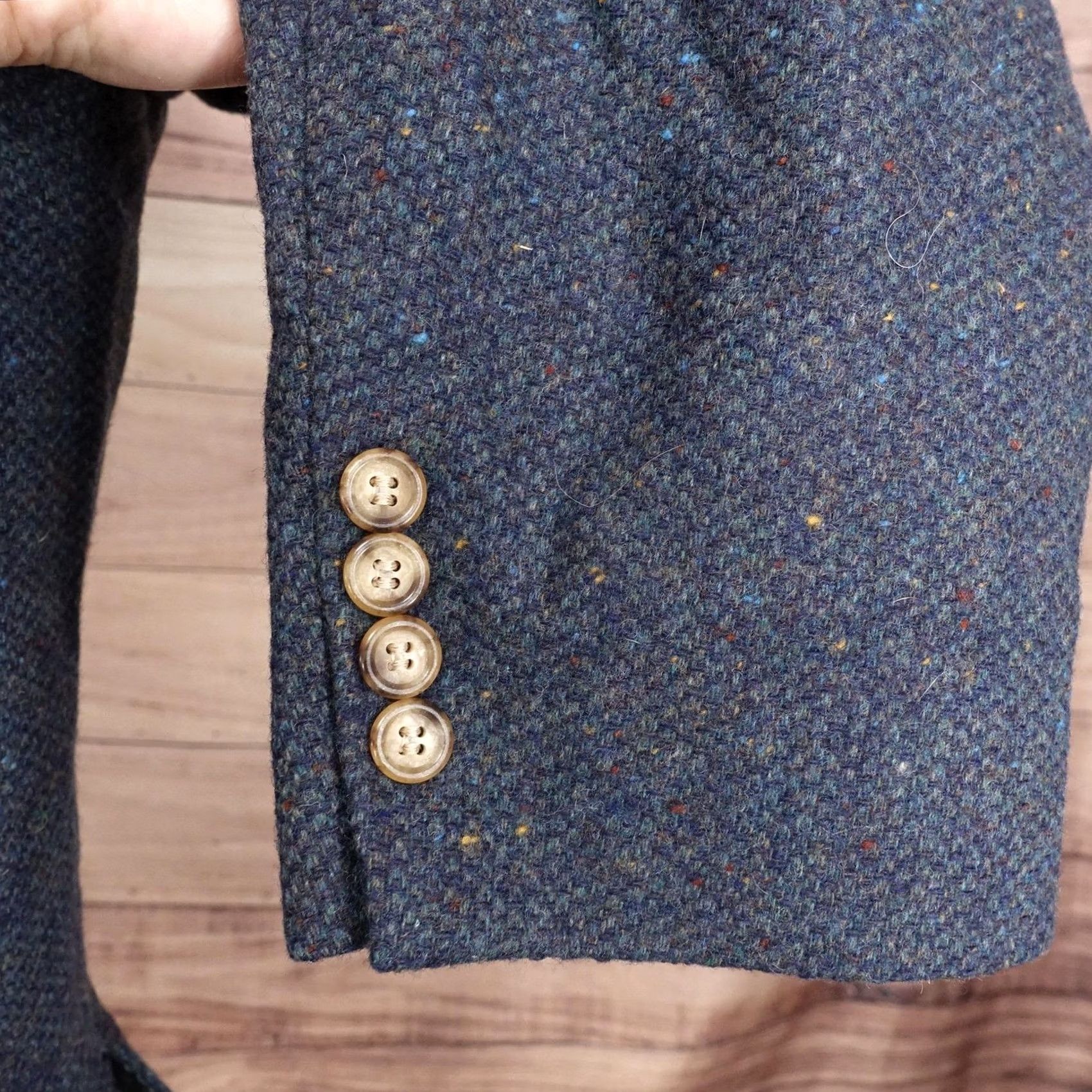 Lands' End VINTAGE Lands' End Jacket Mens 46 Blue Sport Coat 46L Wool Herringbone Tweed USA Size US S / EU 44-46 / 1 - 5 Thumbnail