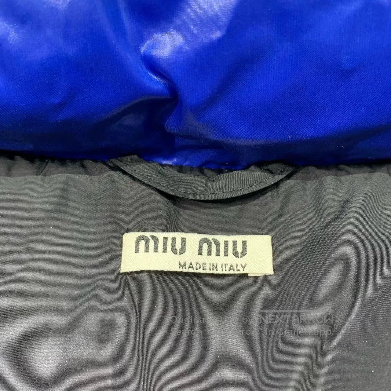 Miu Miu blue embroidered logo long down coat. Size M / US 6-8 / IT 42-44 - 6 Thumbnail