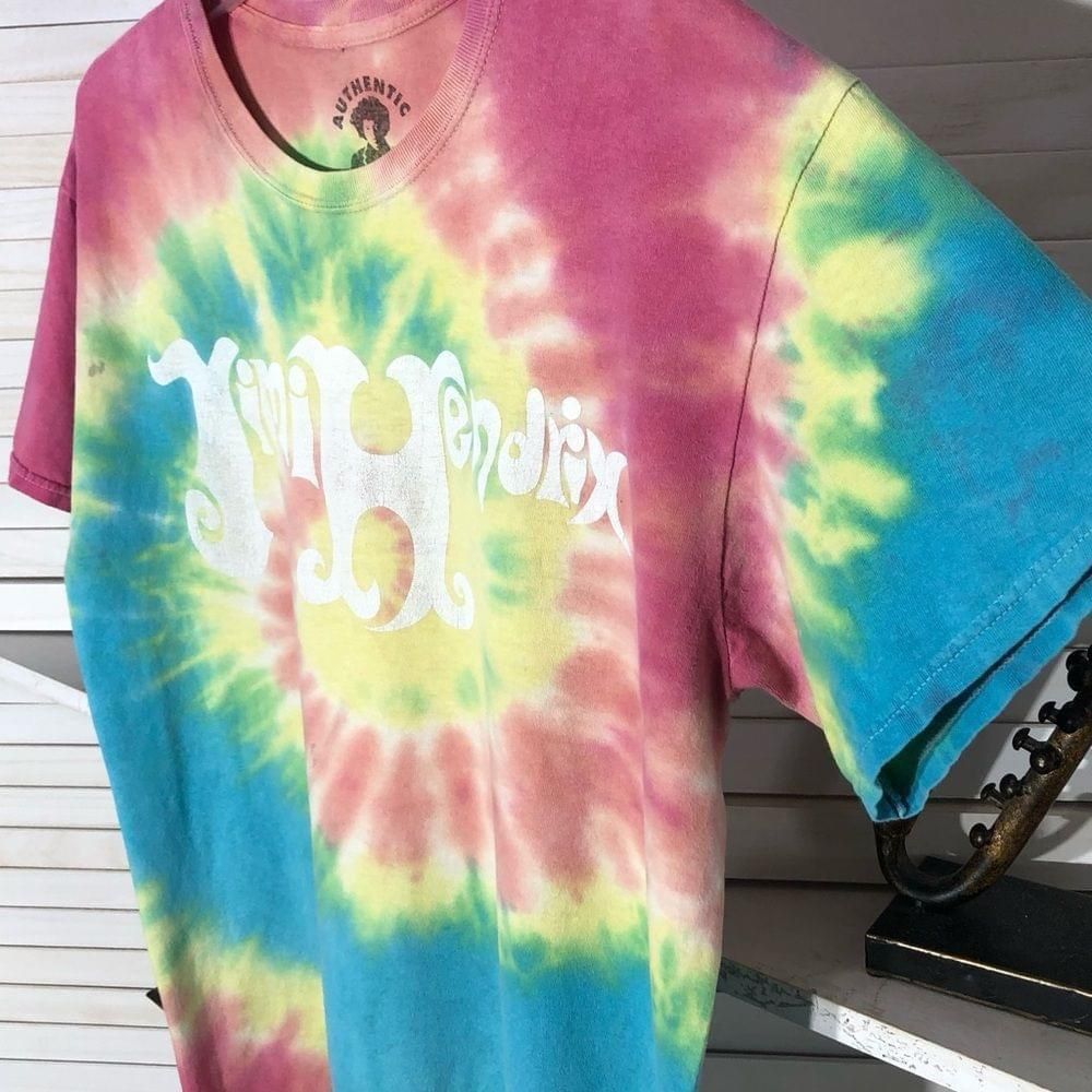 Jimi Hendrix pink yellow blue orange Jimi Hendrix tie dye cotton shirt L Size US L / EU 52-54 / 3 - 3 Thumbnail