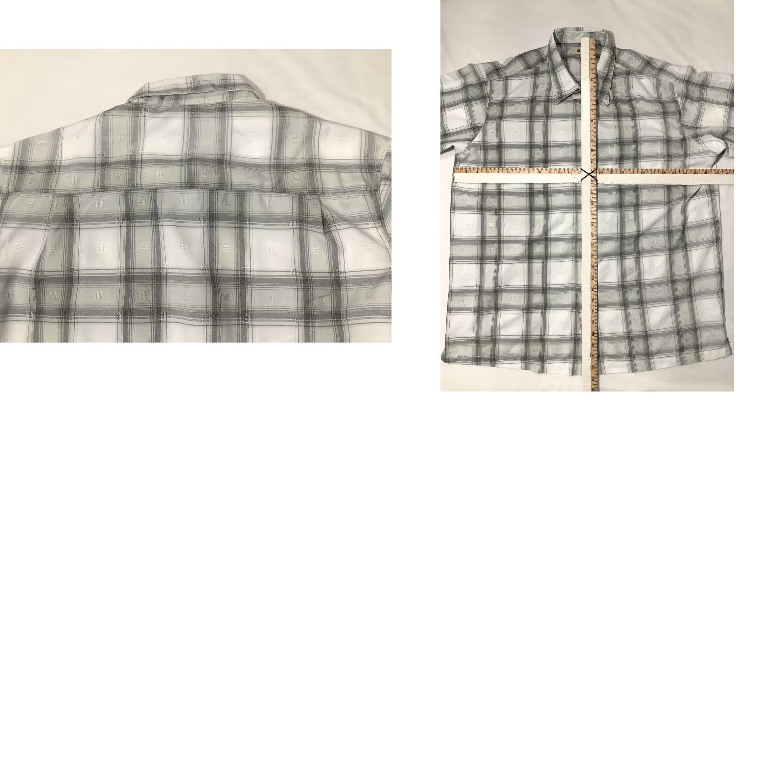 Haggar Haggar Shirt Mens XL Gray White Plaid Short Sleeve Button Front Casual Tighten with Pockets Size US XL / EU 56 / 4 - 8 Thumbnail
