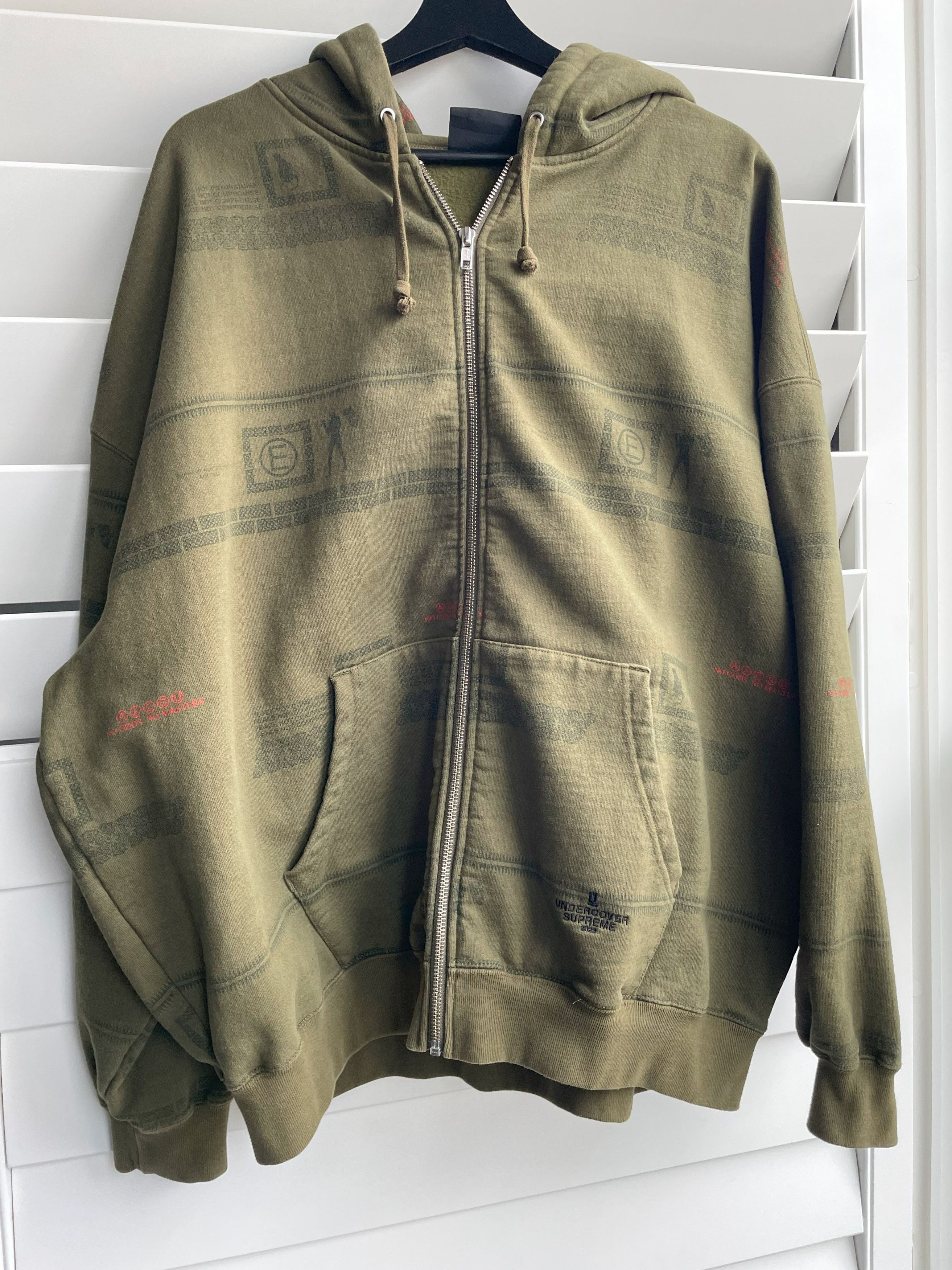 Supreme Zip-Up Hooded Sweatshirt in Olive [SS23] | Grailed