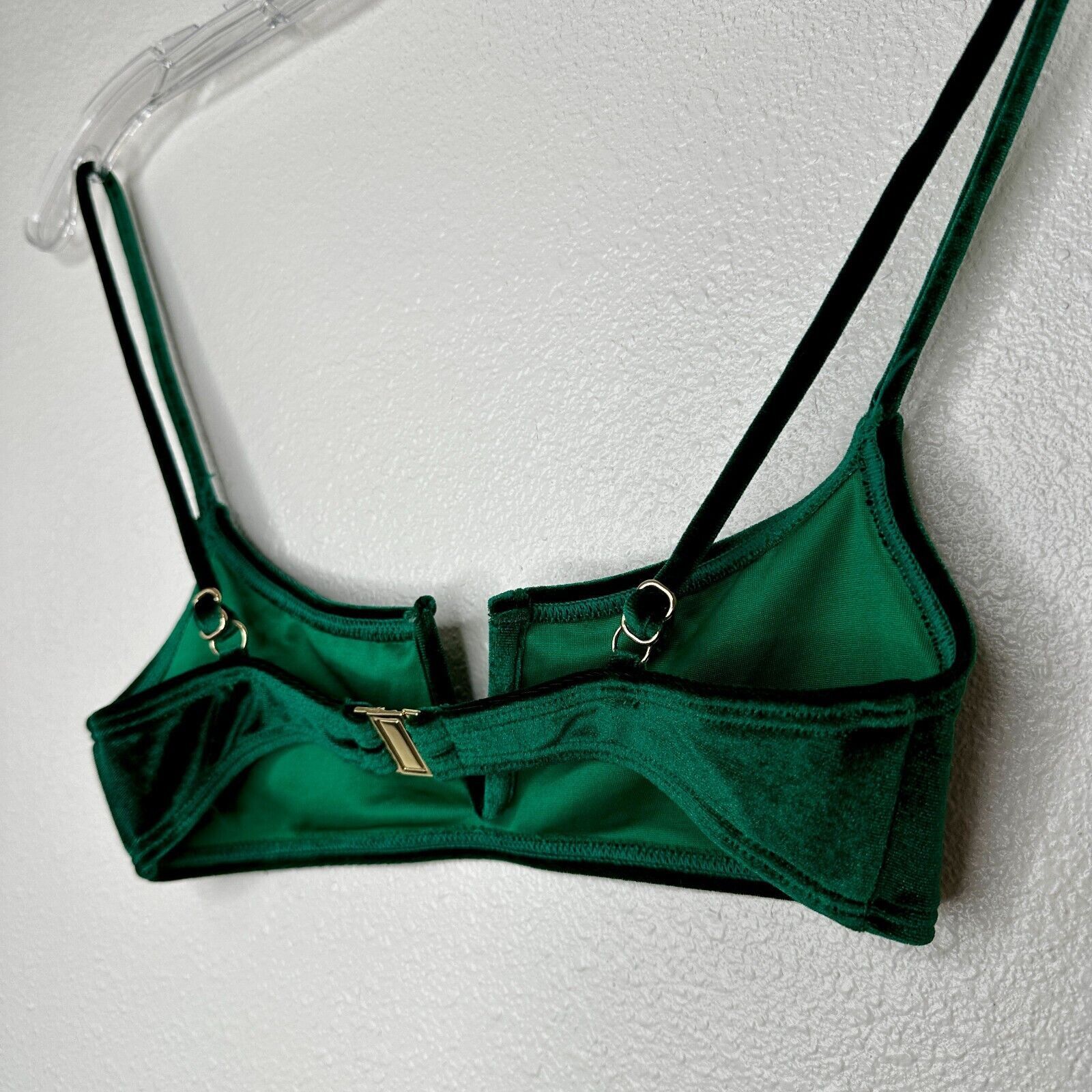 Other South Beach Green Velvet V-Cutout Bikini Top Gold Hardware 6 Size S / US 4 / IT 40 - 5 Thumbnail