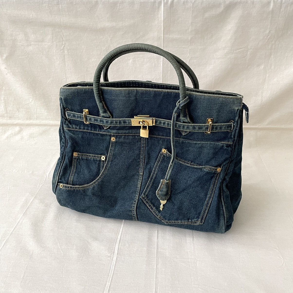 Archival Clothing Vintage Denim 'Birkin' Style Handbag by Via Demizon Doux  | Grailed