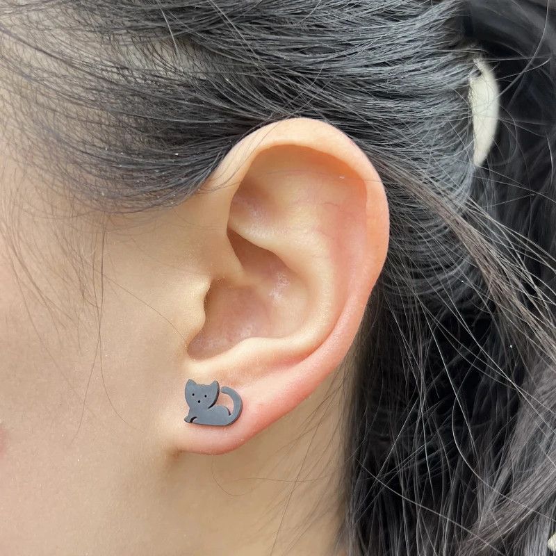 Jewelry Lovely Cat Mini Stud Earrings Charm Earring Gift Size ONE SIZE - 2 Thumbnail