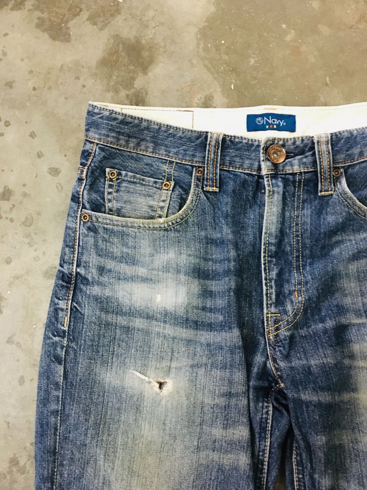 Japanese Brand Navy Distressed Jeans (15) Size US 31 - 14 Thumbnail