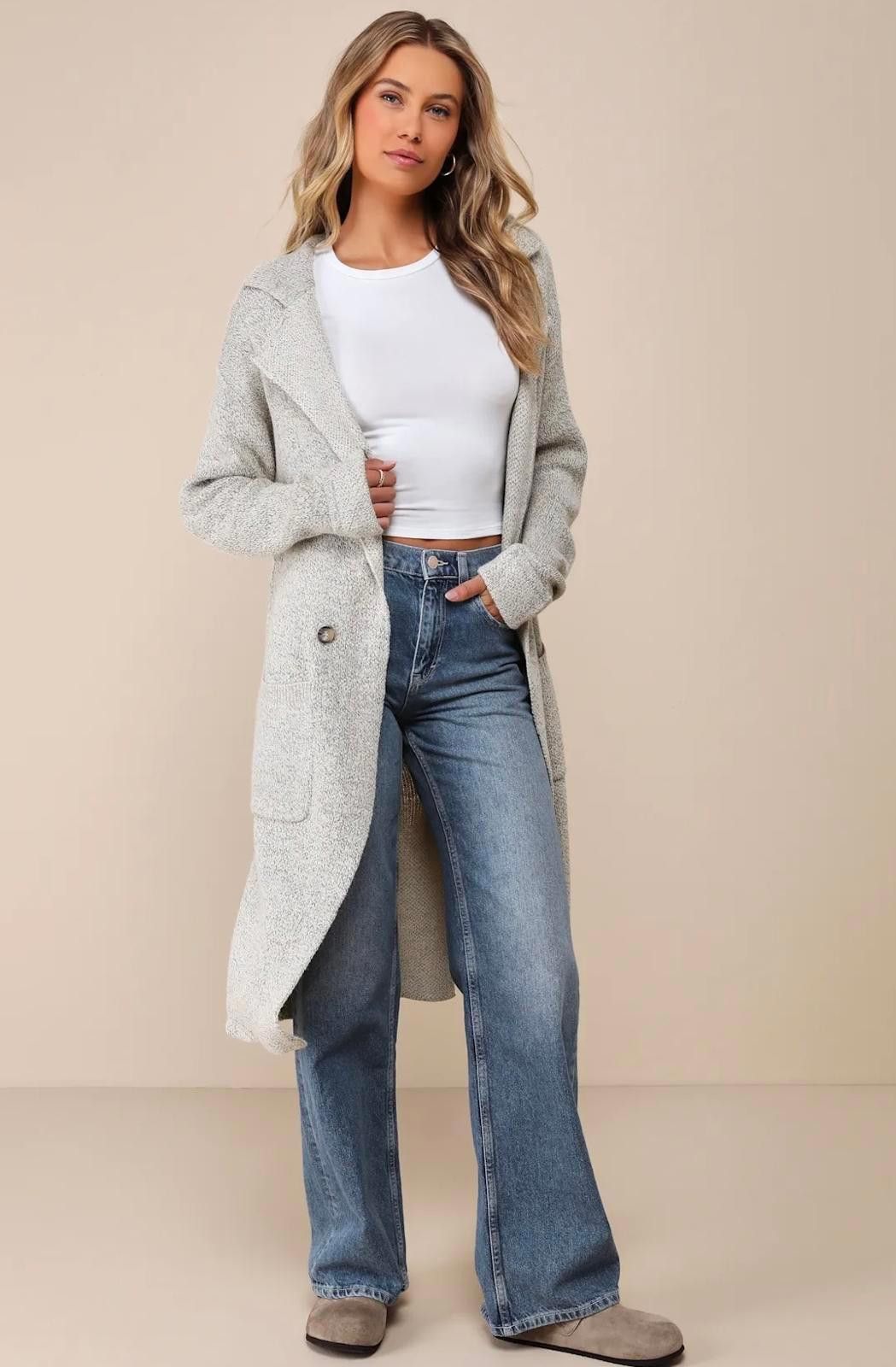 Other LULUS Marled Long Sleeve Coatigan in Beige (SMALL) Size S / US 4 / IT 40 - 1 Thumbnail