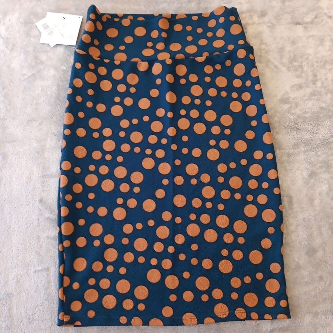 Vintage LuLaRoe Skirt Women S Knee Length Blue Polka Dot Pull On Pencil Stretch Knit Polyester Spandex Regular Modern Casual Size 28" / US 6 / IT 42 - 2 Thumbnail