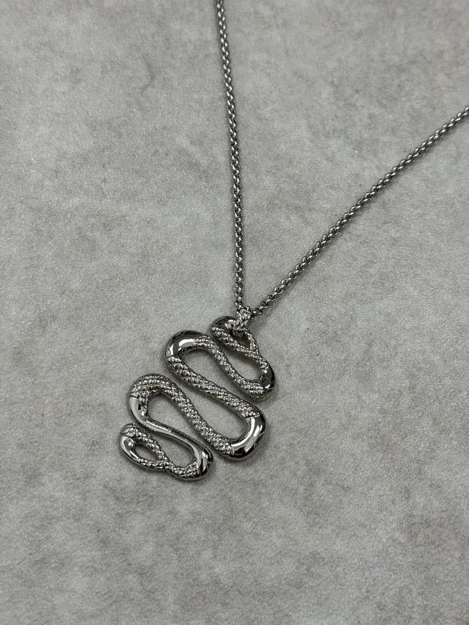 Roberto Cavalli Cavalli Steel Snake Necklace Size ONE SIZE - 3 Thumbnail