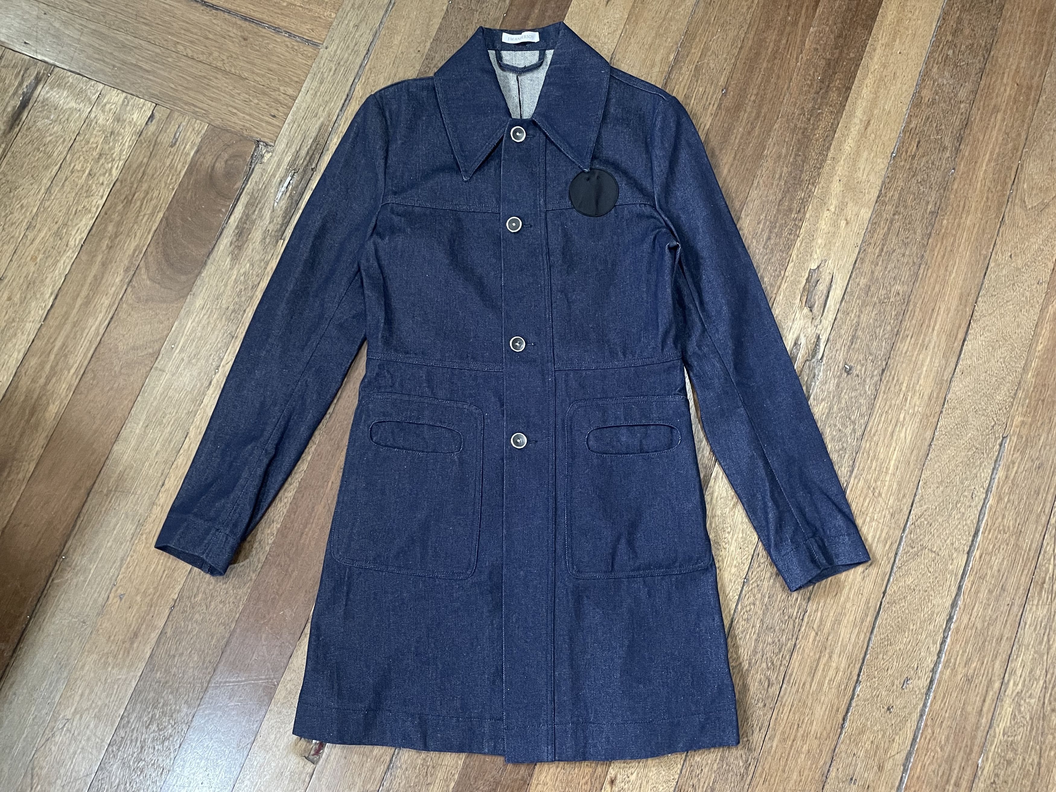 image of J W Anderson J.w. Anderson Slim Fit Coat W/ Tool Patch in Indigo, Women's (Size XL)