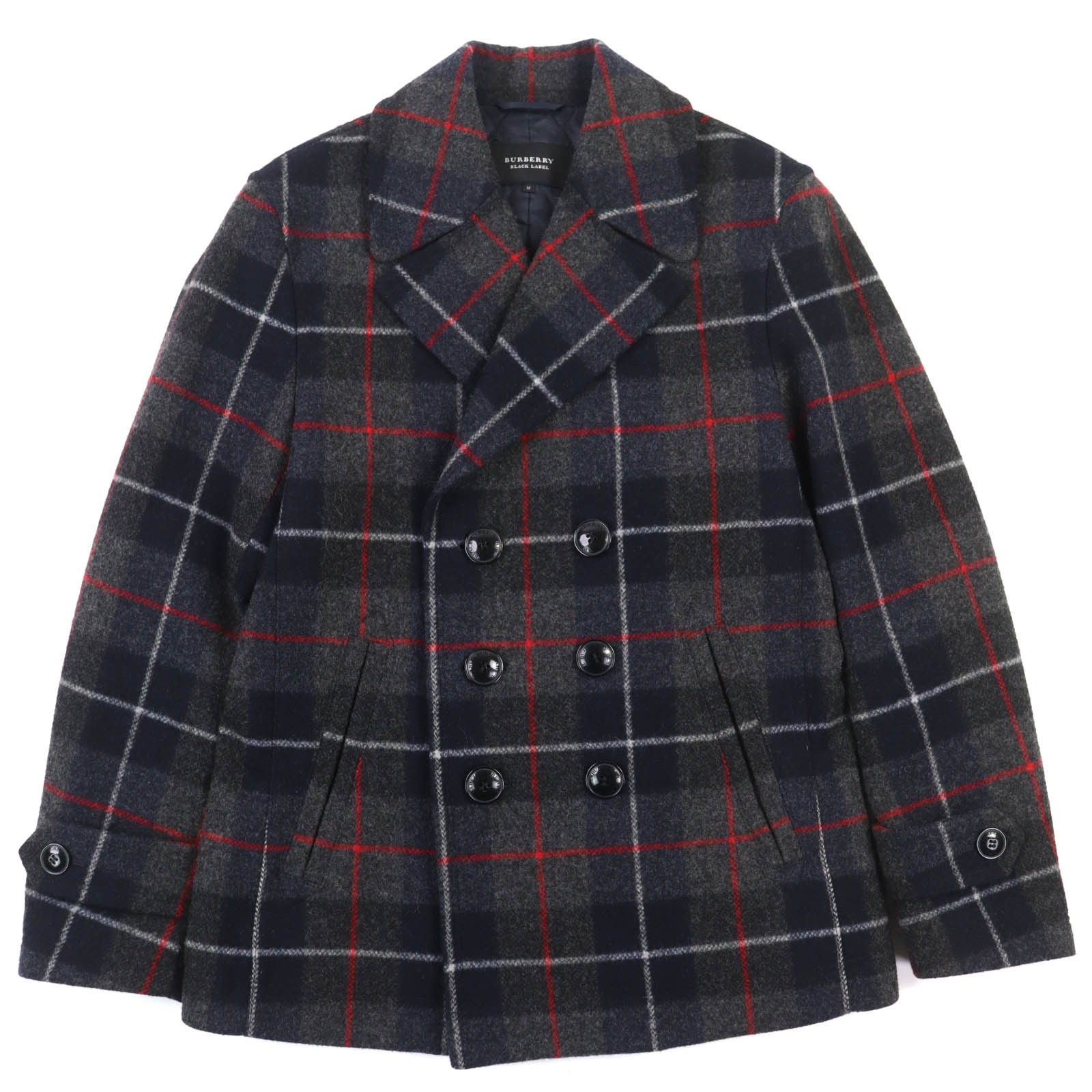 Burberry Burberry Burberry Black Label Check Pattern Logo Button Wool Coat Textile Outerwear DUTY FREE for USA Size ONE SIZE - 1 Thumbnail