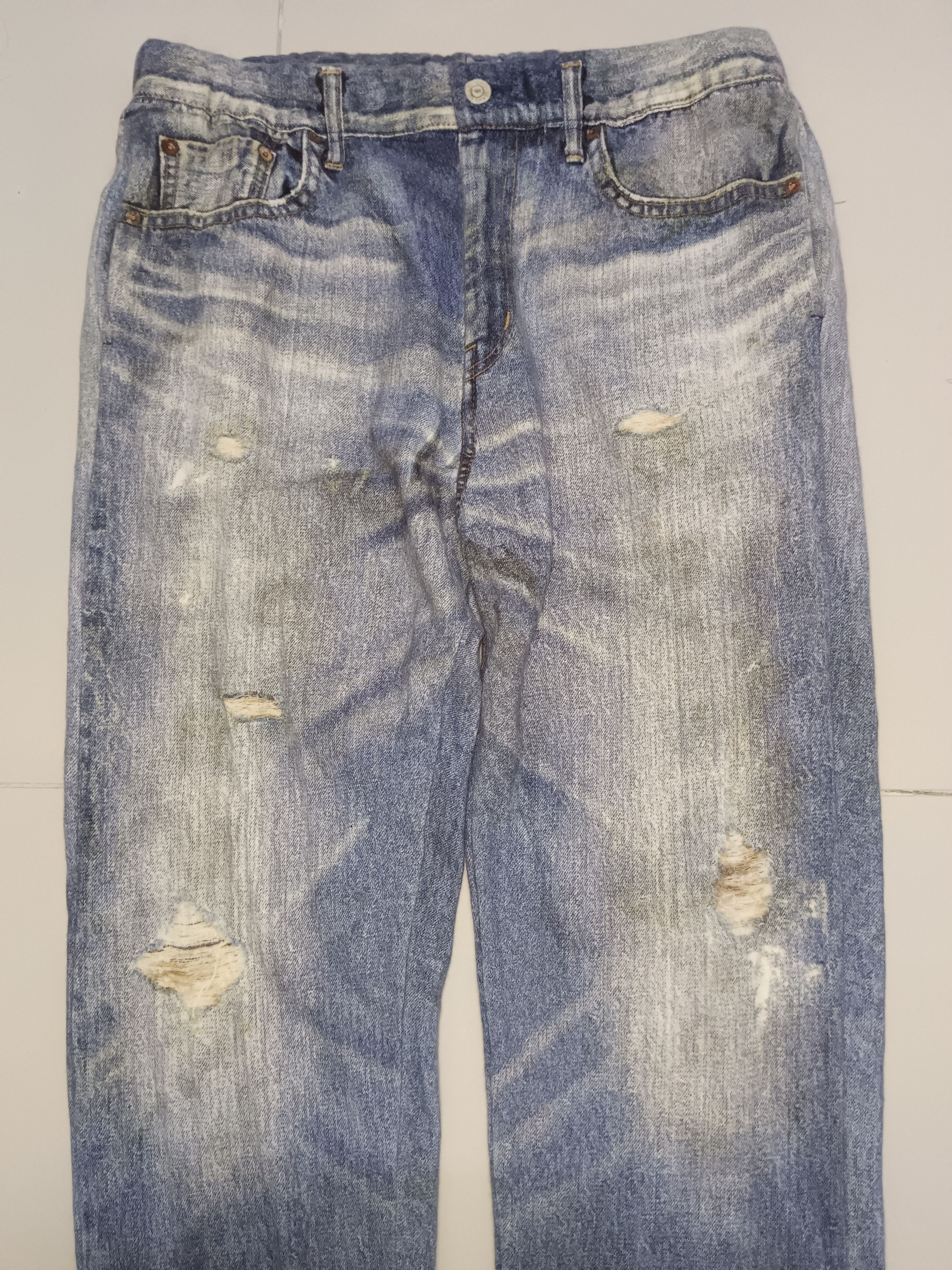 14th Addiction × Beams Plus × Le Grande Bleu (L.G.B.) Vintage Beams Japan Distressed Jeans Size US 31 - 6 Thumbnail