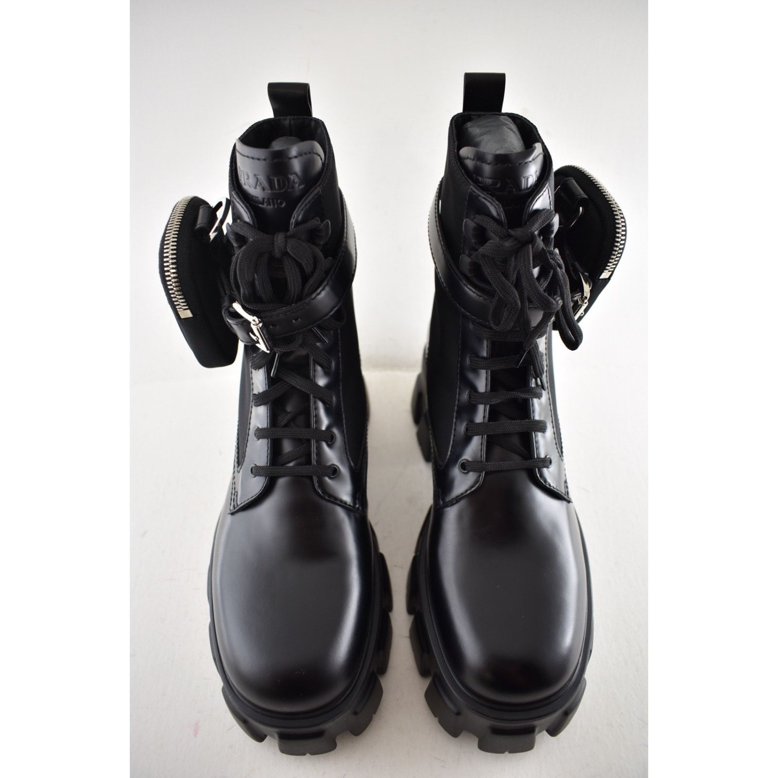 Prada Prada Monolith Black Leather Nylon Lug Sole Combat Boot 41.5 Size US 11.5 / IT 41.5 - 7 Thumbnail