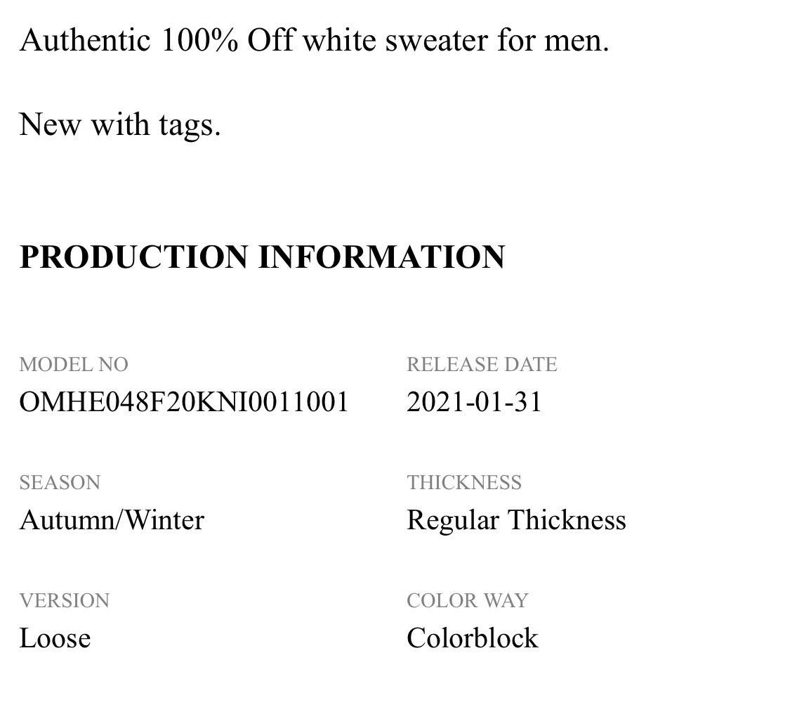 Off-White 💥NEW💥 OFF-WHITE SWEATER COLOR BLOCK CREWNECK Size US S / EU 44-46 / 1 - 11 Thumbnail