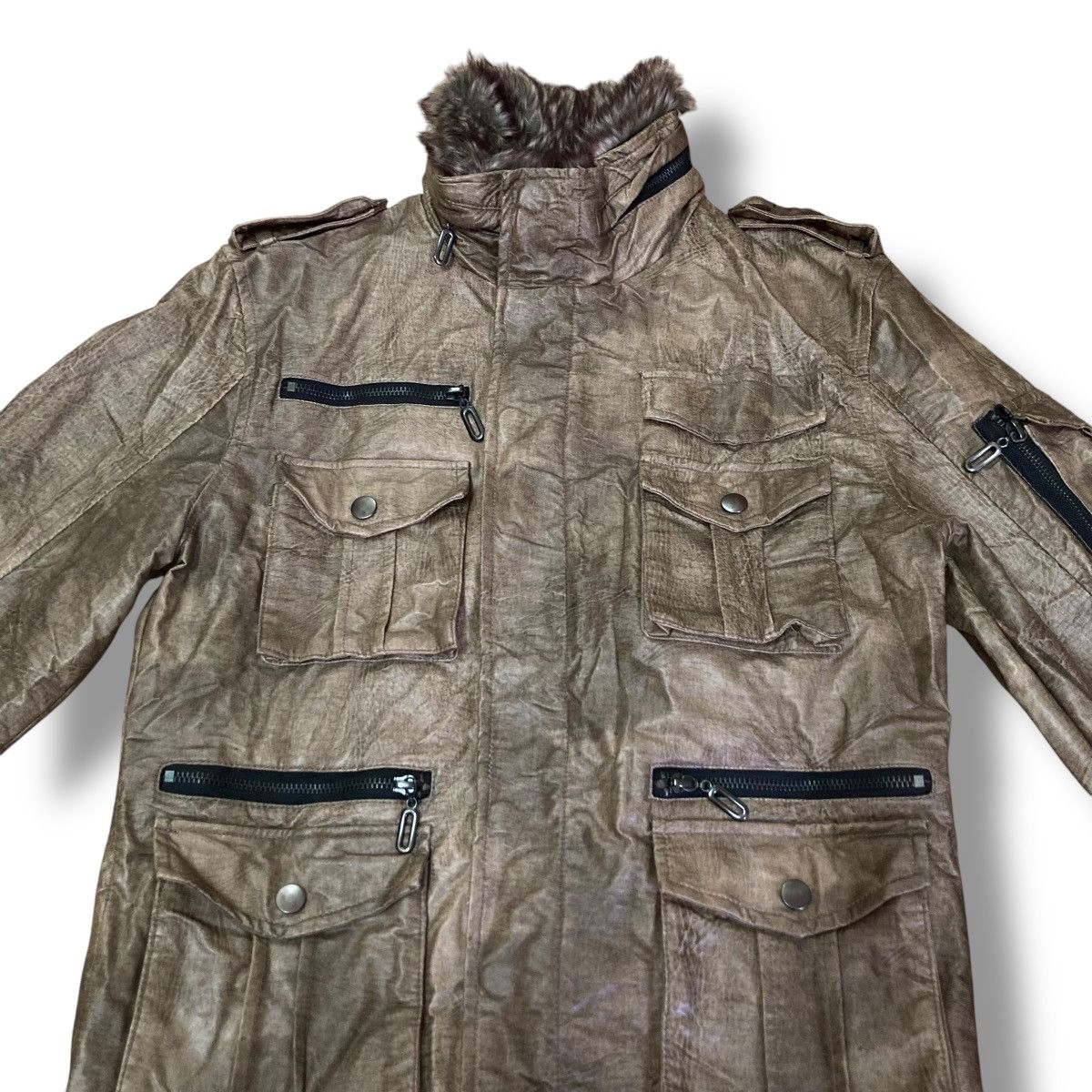 Isamu Katayama Backlash 🇯🇵 P.C POINT CHARY BUTTON UP FULL ZIP FUR COLLAR WAXED JACKET Size US L / EU 52-54 / 3 - 4 Thumbnail
