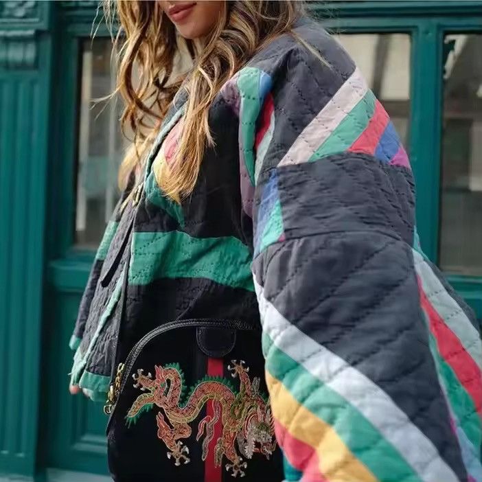 Japanese Brand Geometric Print Spliced Oversize Cardigan Jacket Size M / US 6-8 / IT 42-44 - 2 Thumbnail