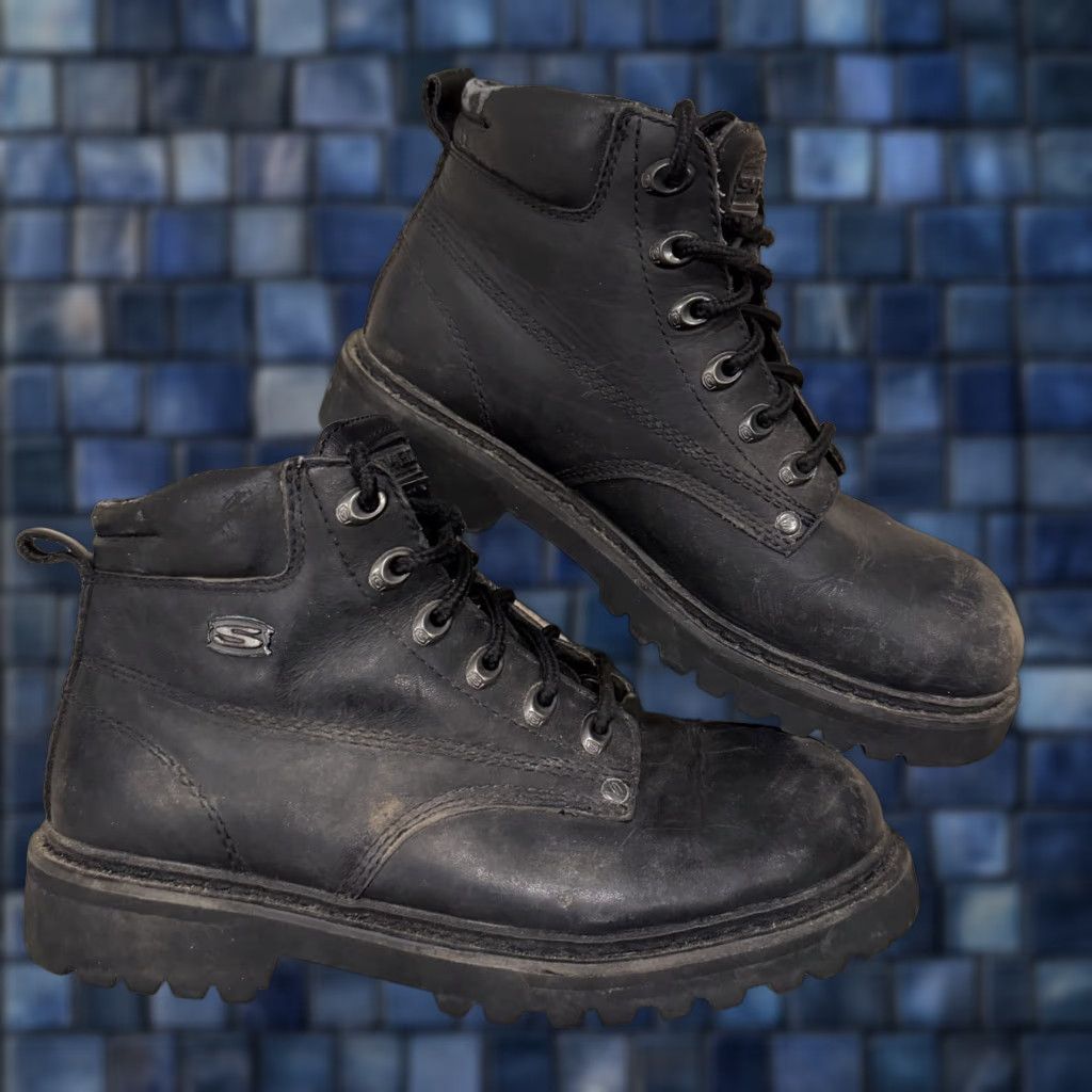 Vintage Skechers Mens 4479 Work Boot Black Size 8.5 Distressed Boot Mens Black 4479 Work Skechers Size US 8 / EU 41 - 1 Thumbnail