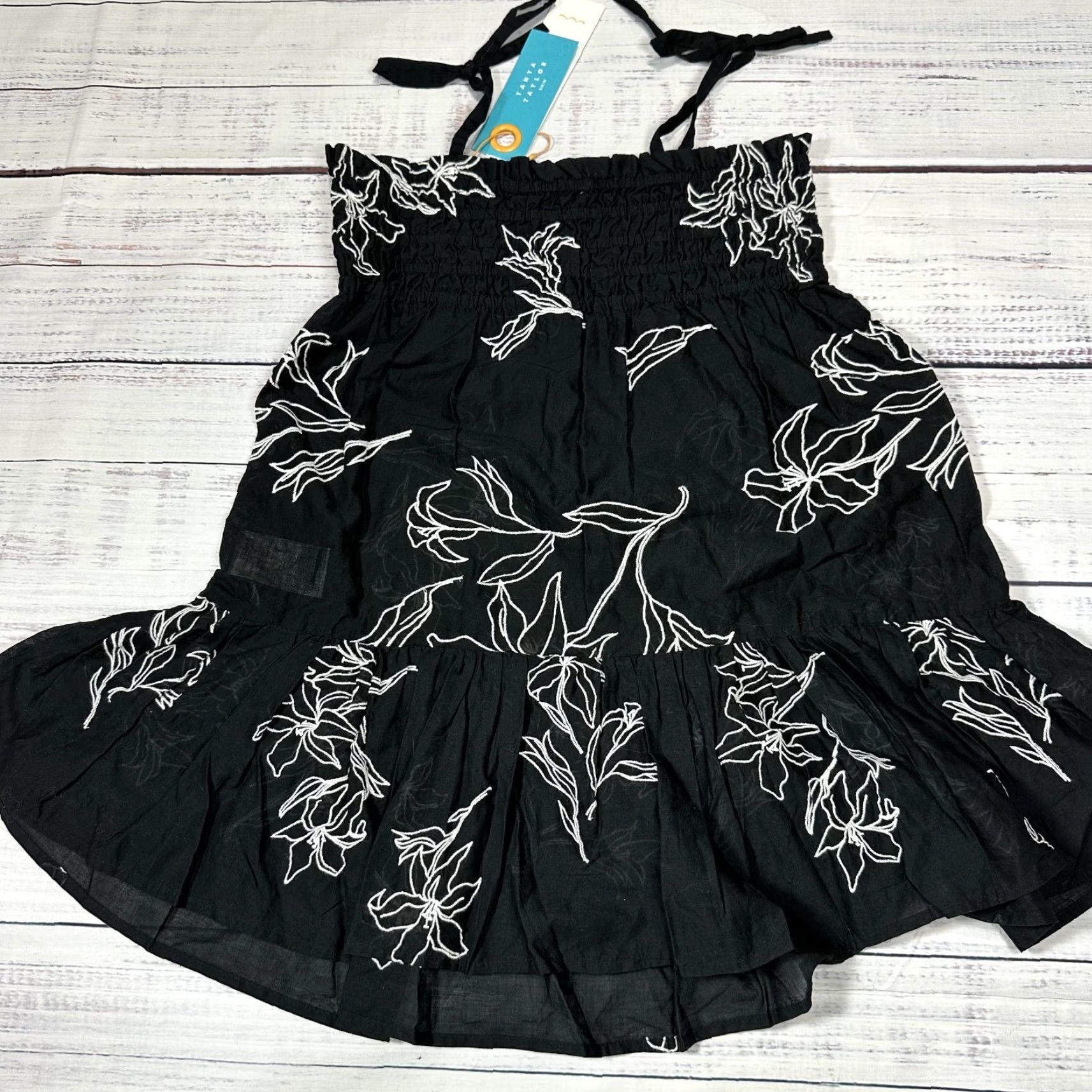 Tanya Taylor Tanya Taylor Swim Mini Lina Dress Black Floral Embroidery Sheer Sundress Sz M Women Sleeveless Cotton Short Regular XS? Not applicable Size M / US 6-8 / IT 42-44 - 3 Thumbnail