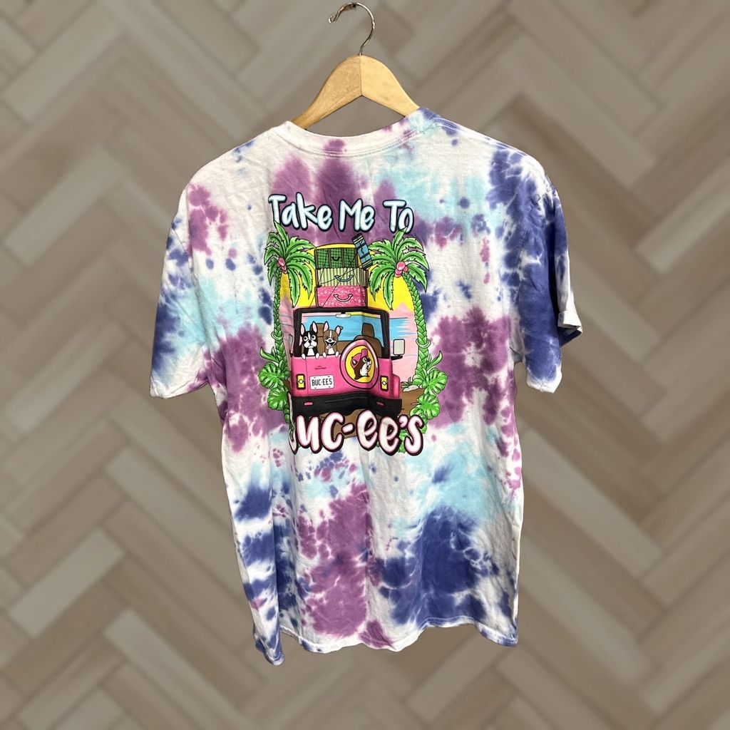 Vintage VINTAGE Buc-ees Just Here For The Snacks Black Tie-Dye Graphic Shirt Men's L Blueprint Size US L / EU 52-54 / 3 - 1 Thumbnail