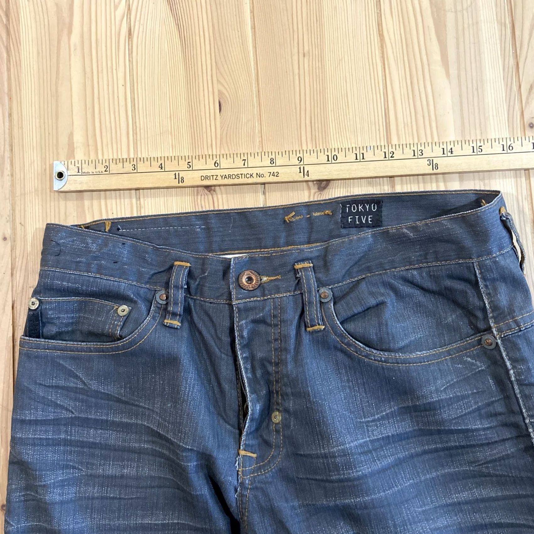 Vintage TOKYO FIVE Jeans 5-Pocket Distressed Dark Wash Regular Straight Fit Mens 30 Gray Size US 30 / EU 46 - 4 Thumbnail