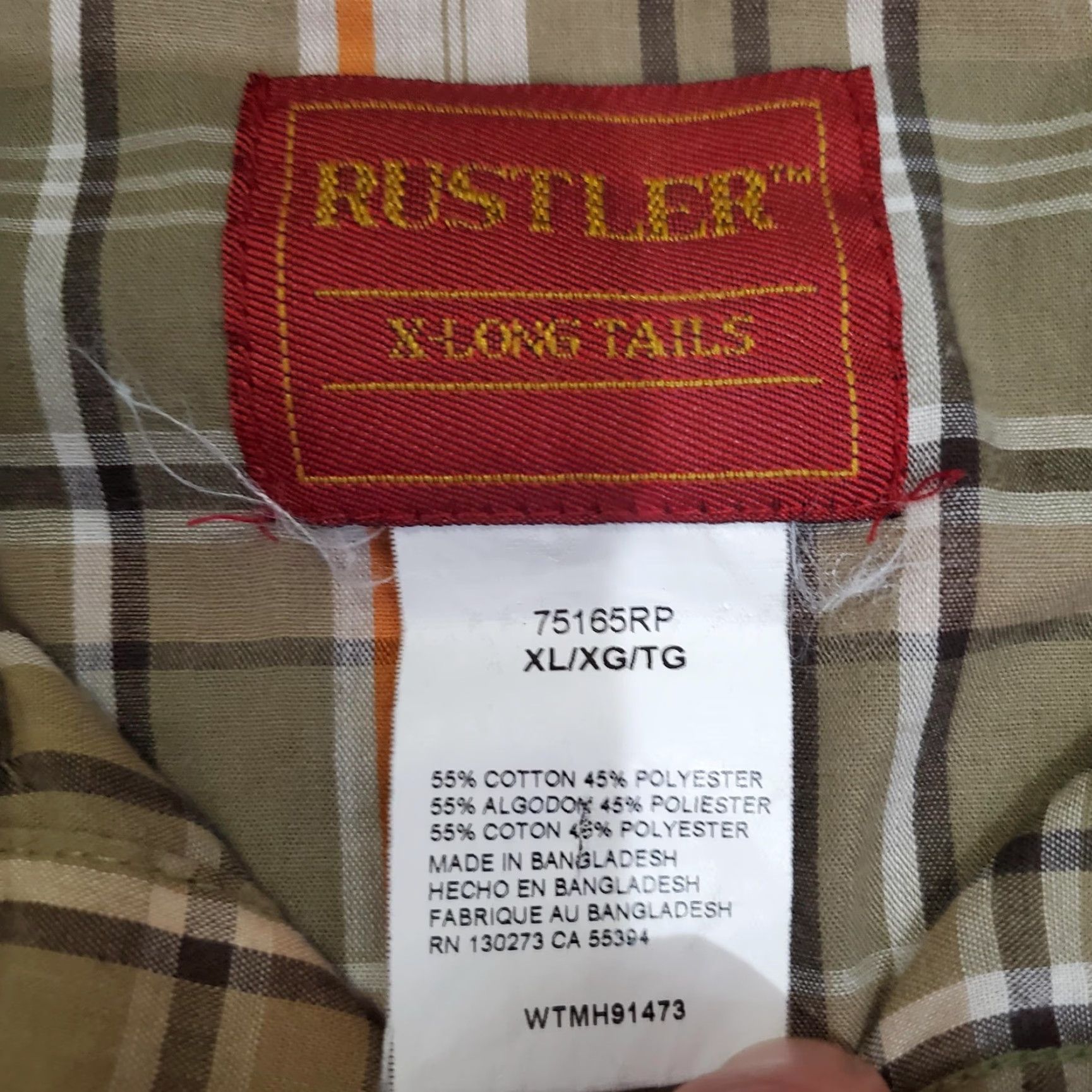 Vintage Rustler Shirt Mens XL Green Plaid Western Pearl Snap Long Tails Cowboy Size US XL / EU 56 / 4 - 5 Thumbnail