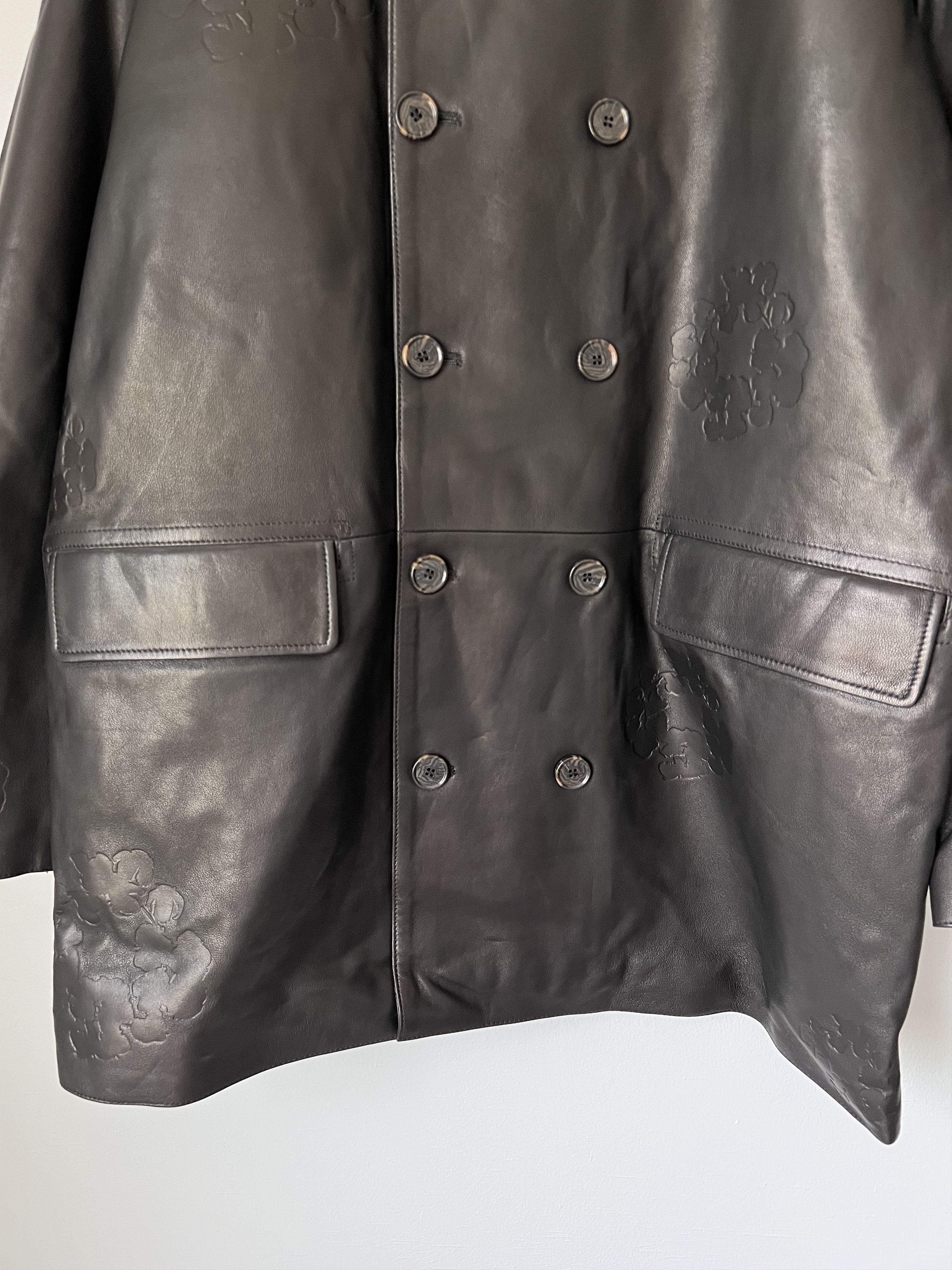 DENIM TEARS Denim Tears Oakland Wreath Winter Leather Coat in Black Size US XL / EU 56 / 4 - 3 Thumbnail