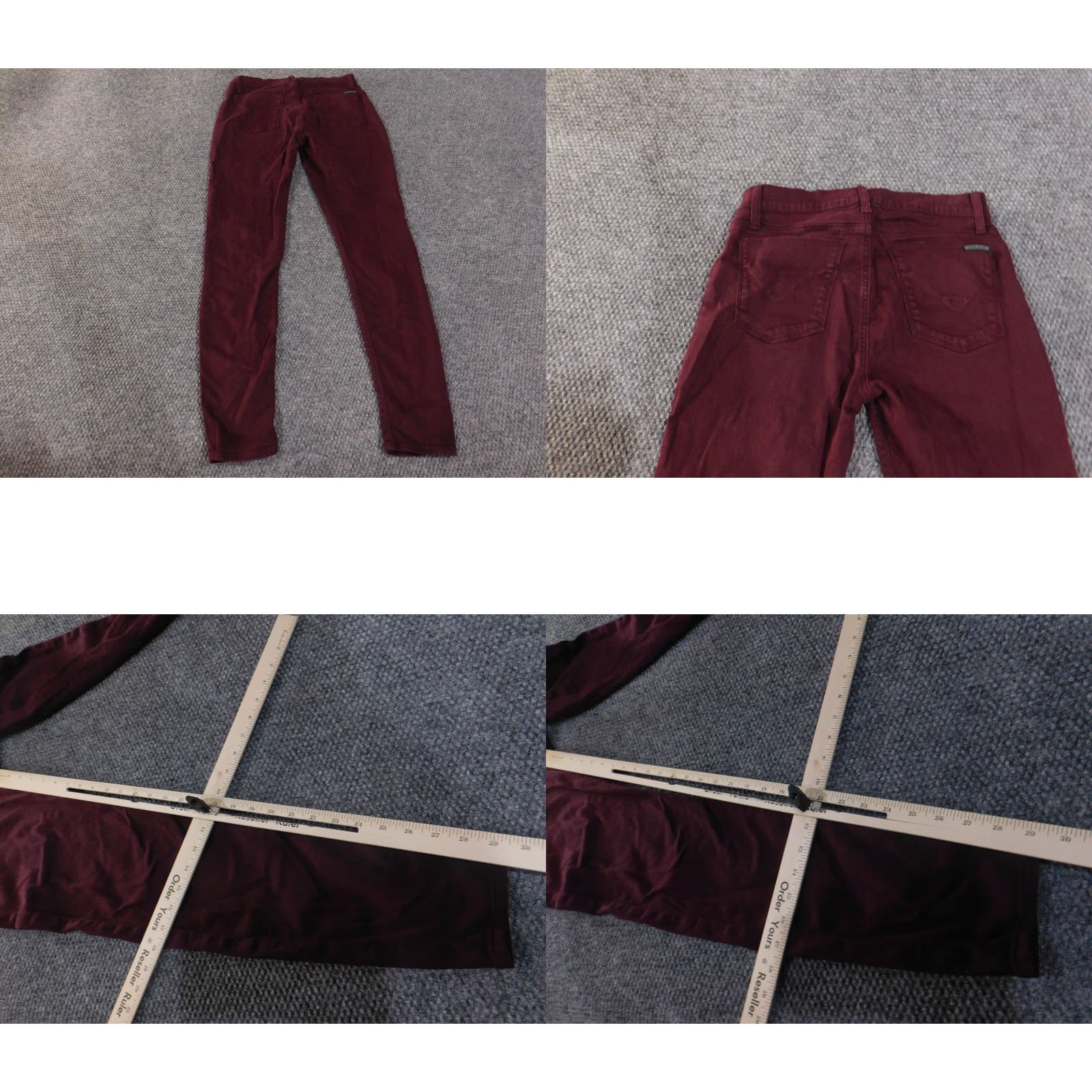 Hudson Hudson Krista Super Skinny Jeans Womens 28 Burgundy Stretch Corduroy Pants L34 Size 28" / US 6 / IT 42 - 8 Thumbnail