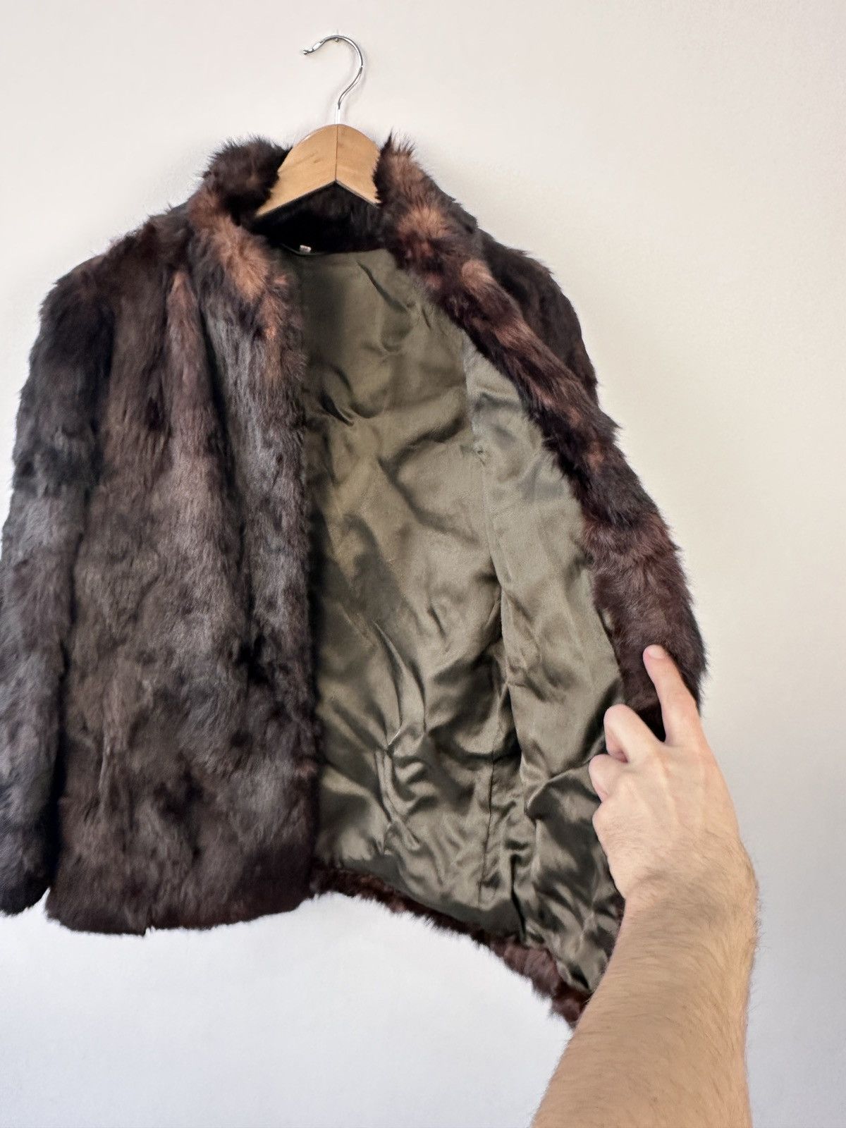 Other Genuine Rabbit Fur Coat 70s 80s Glam Boho Winter Jacket 14 Size L / US 10 / IT 46 - 9 Thumbnail
