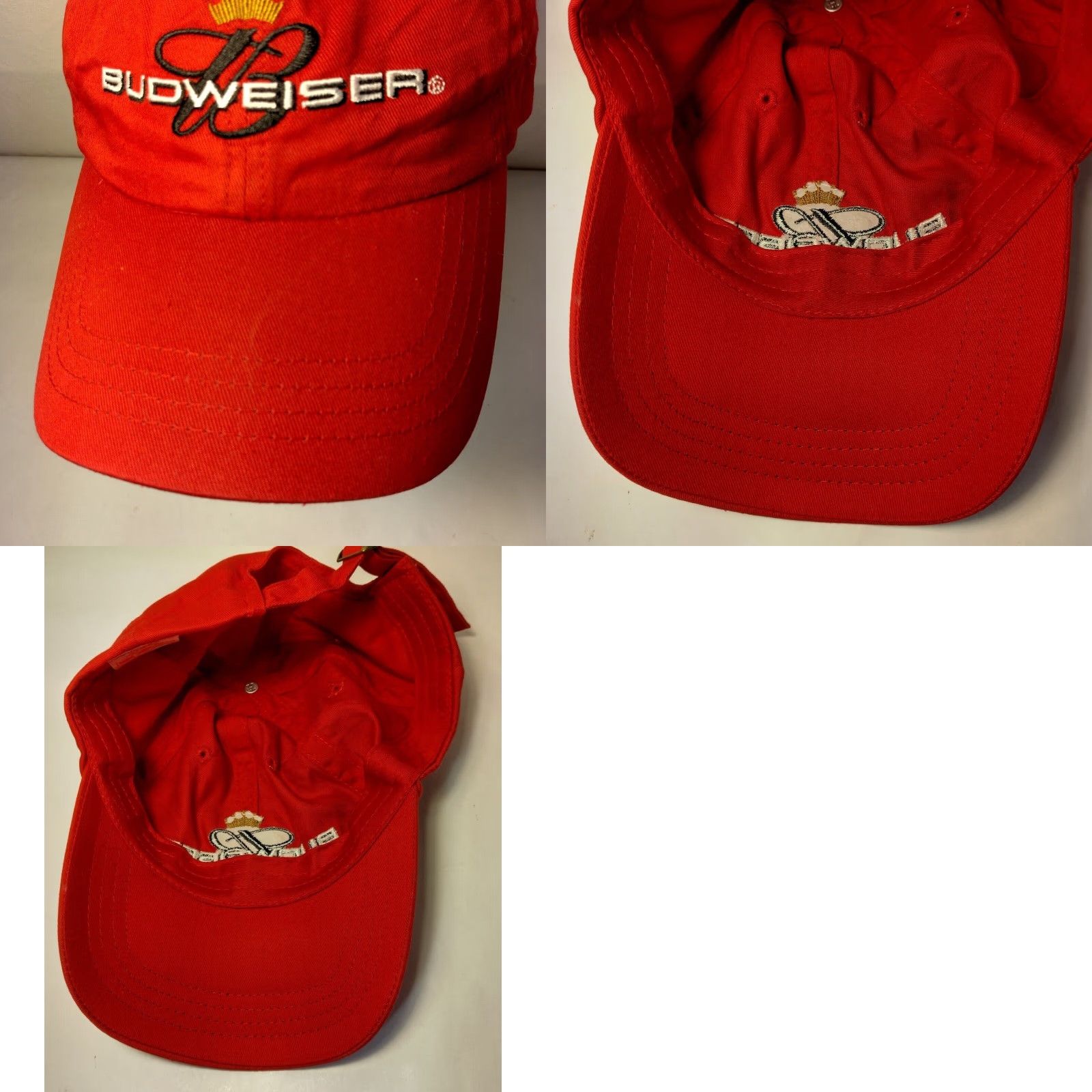 Budweiser VINTAGE Budweiser Beer Cap Hat King Of Beers Red Twill Anheuser Busch Strap Back Baseball Cap Men Adjustable Cap Red Twill Beer Budweiser Mens Cap Size ONE SIZE - 8 Thumbnail