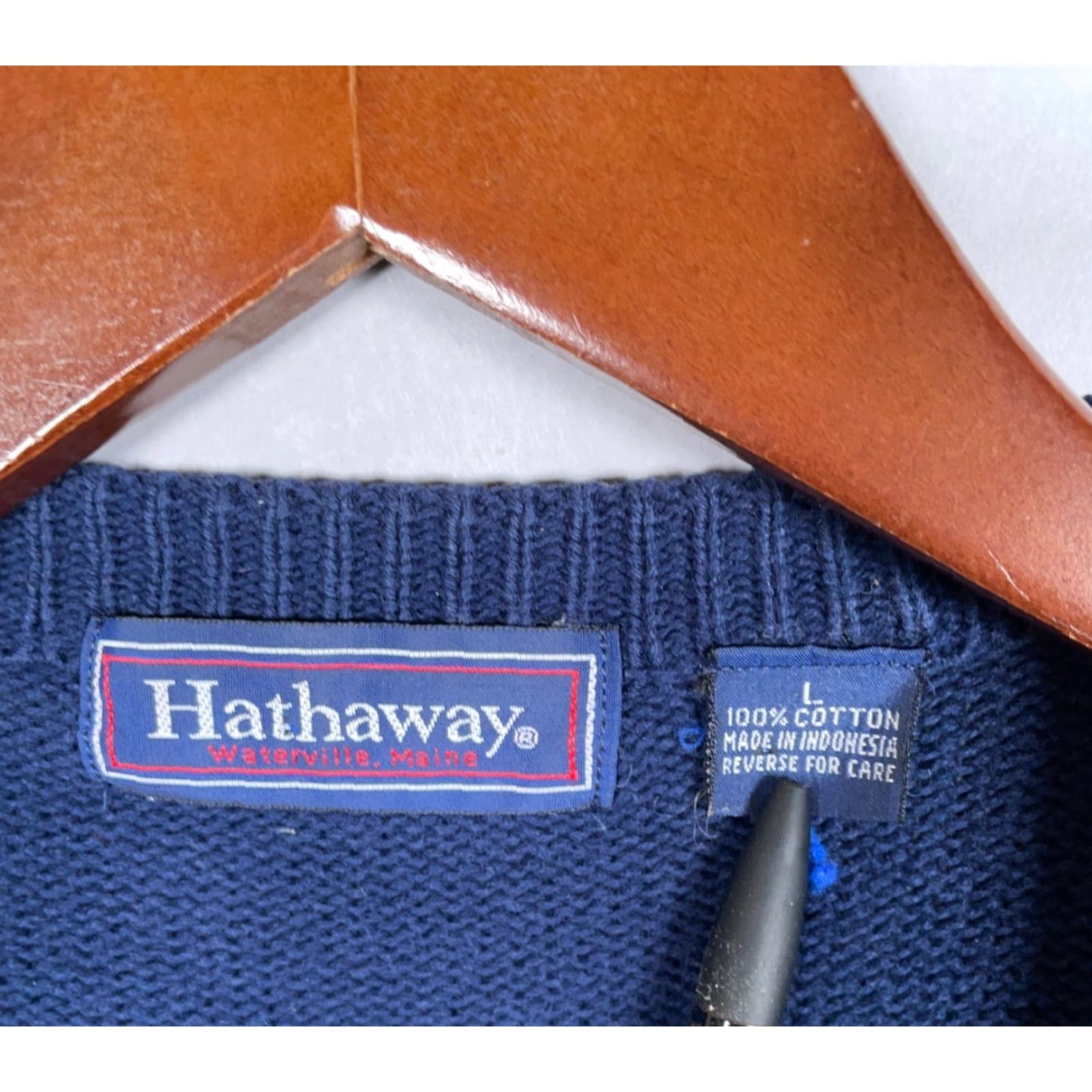Vintage VINTAGE Hathaway Men's Sweater Vest Adult Large Cable Knit Cotton Preppy Golf Blue Size US L / EU 52-54 / 3 - 3 Thumbnail
