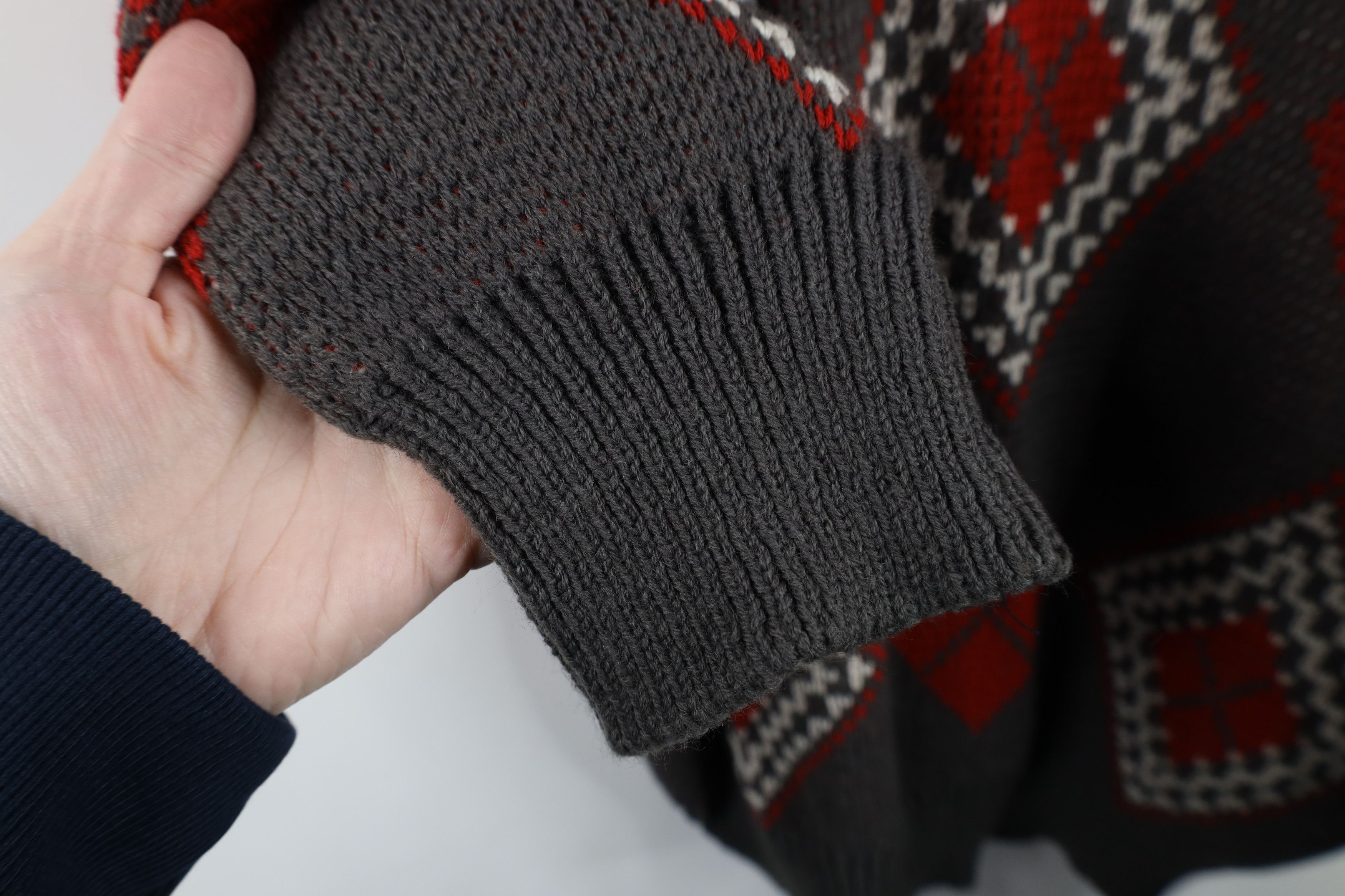 Vintage Vintage 90s Streetwear Diamond Chunky Ribbed Knit Sweater Size US XL / EU 56 / 4 - 6 Thumbnail