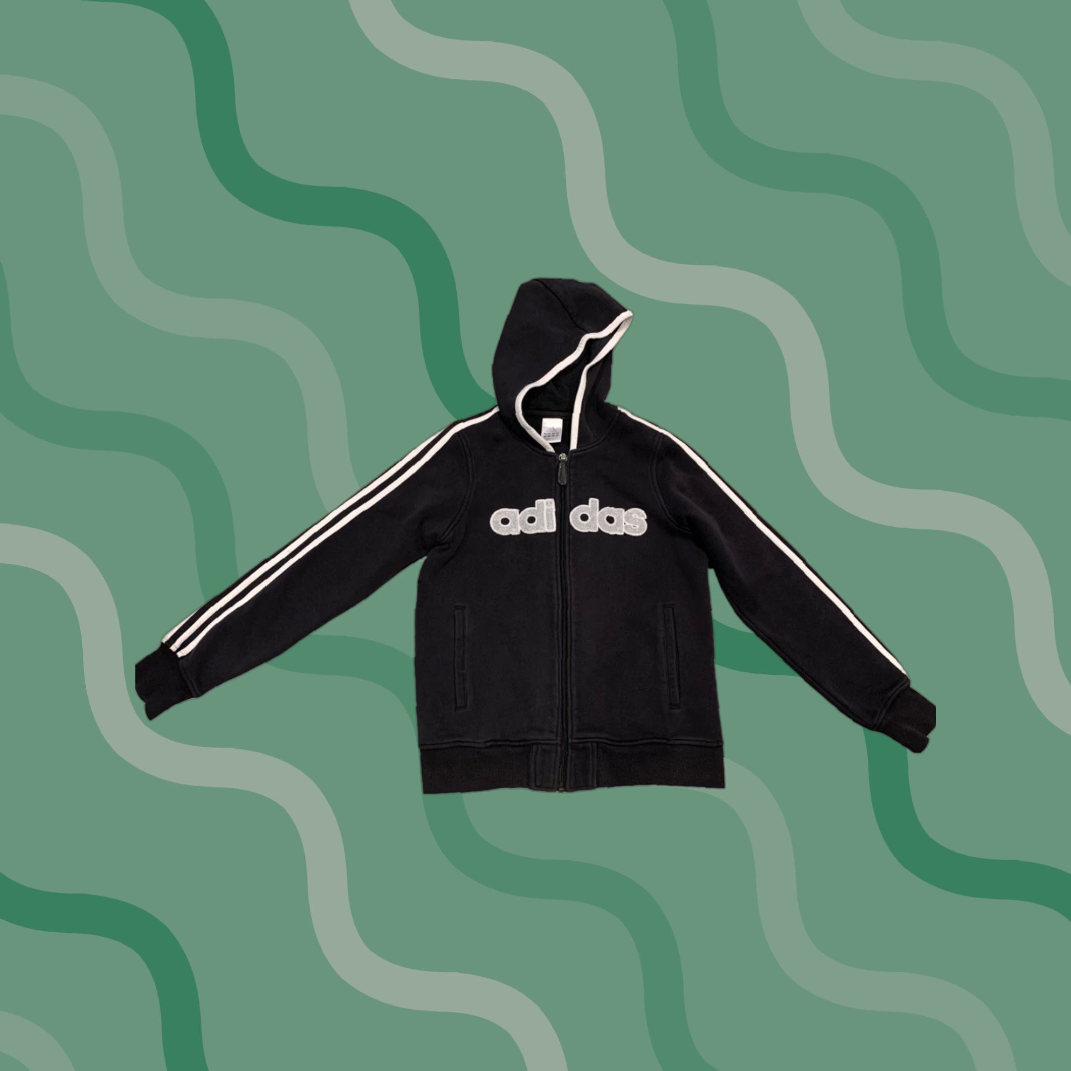 Adidas Adidas Jacket Hooded Zip Up Cotton 70% Size S Black Womens Small Plus Size Hoodie Basic Jacket Size S / US 4 / IT 40 - 1 Thumbnail