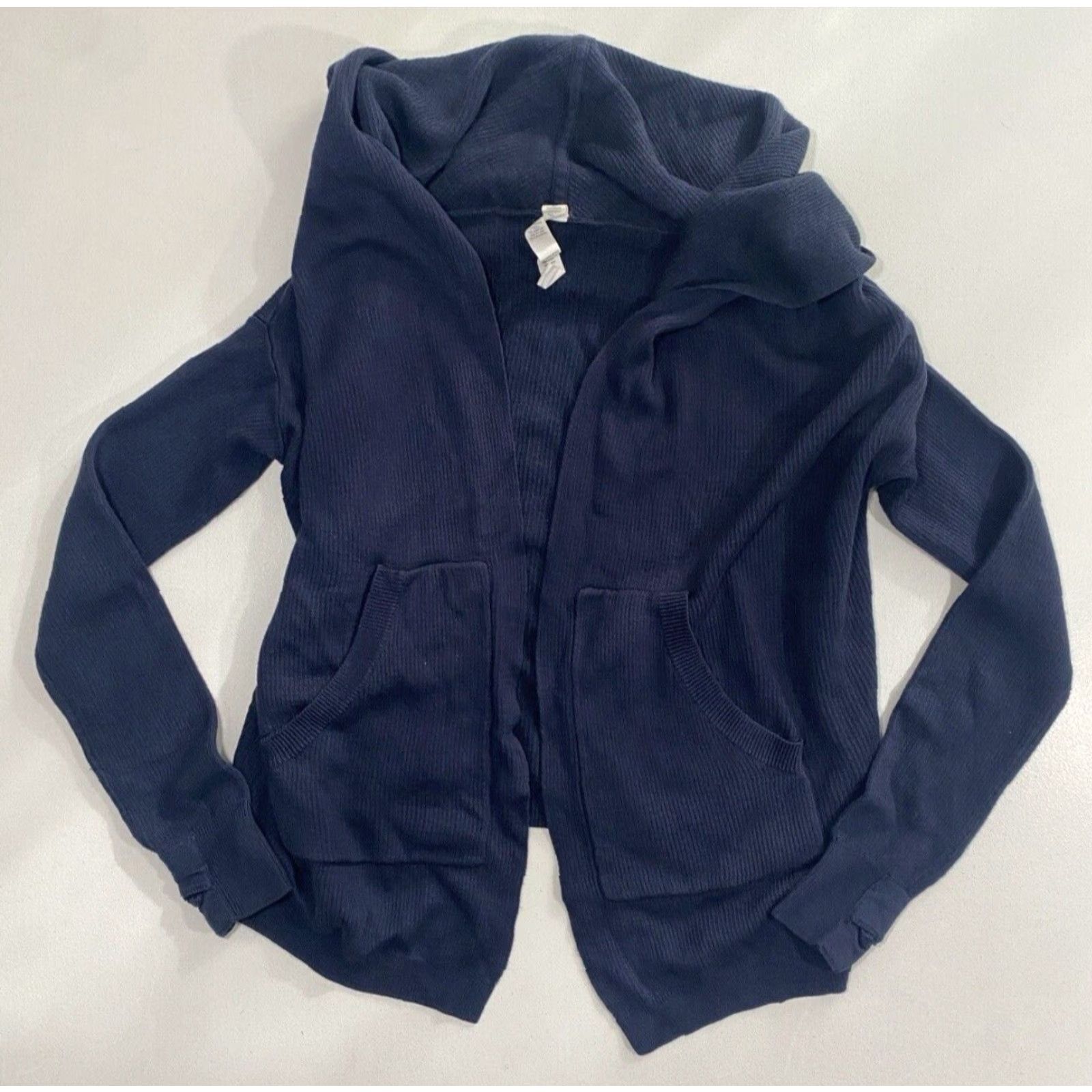 Lululemon VINTAGE Women's Lululemon Knit Wrap Open Front Cardigan Hooded Sweater Navy Sz 2 Size XS / US 0-2 / IT 36-38 - 3 Thumbnail