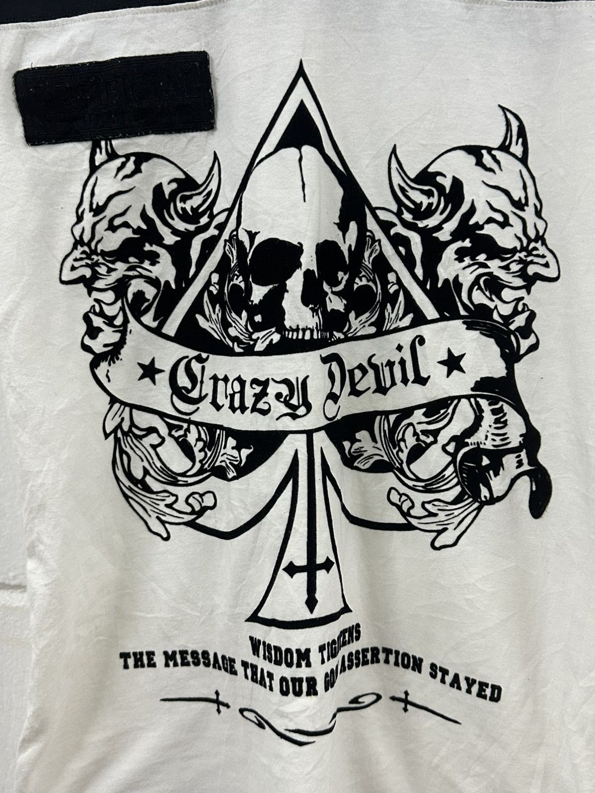 semanticdesign Vintage Crazy Devil Japanese Poem V-Neck T-Shirt Size US M / EU 48-50 / 2 - 5 Thumbnail