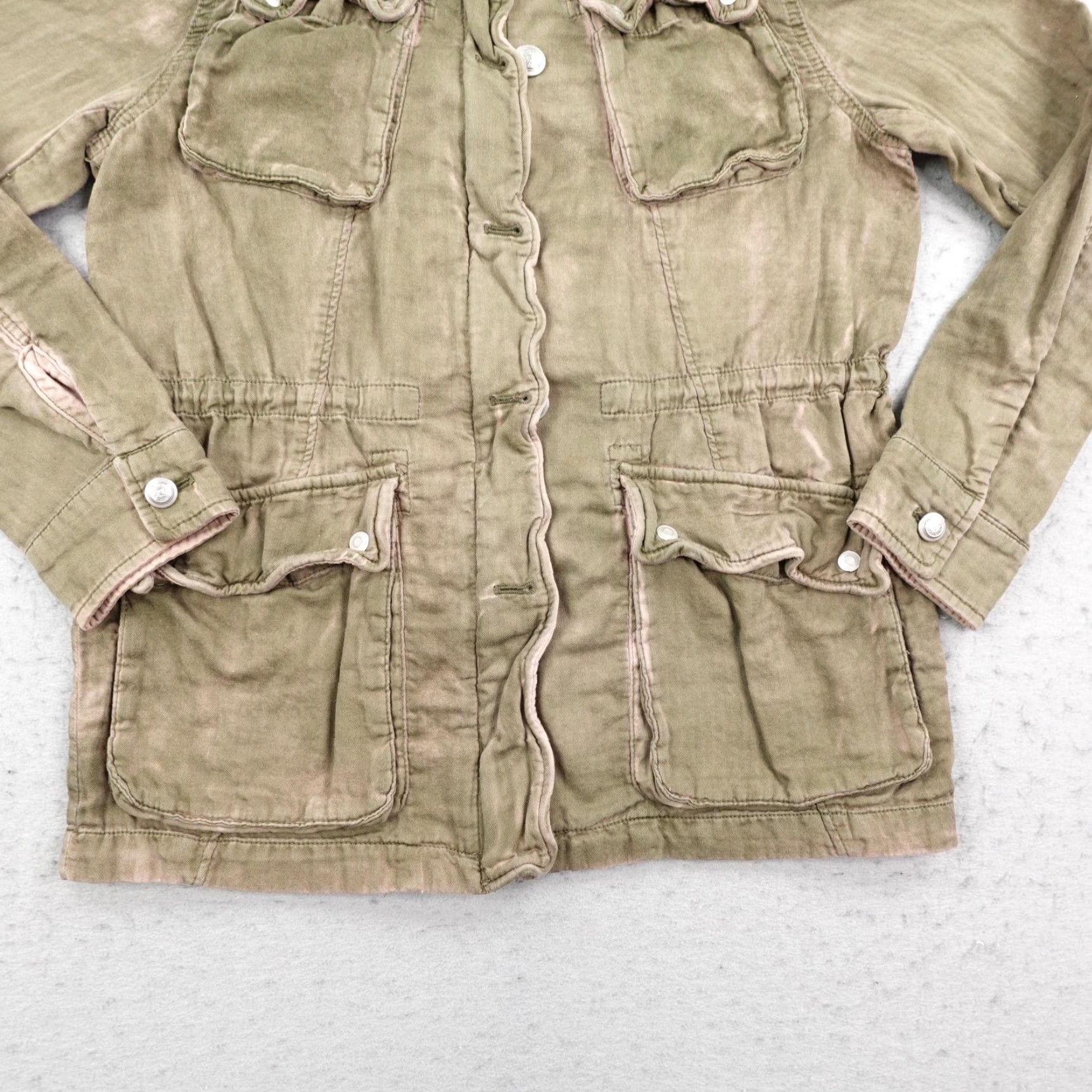 Free People Free People Jacket Womens Small Moss Green Pink Double Cloth Military Coat Size S / US 4 / IT 40 - 3 Thumbnail