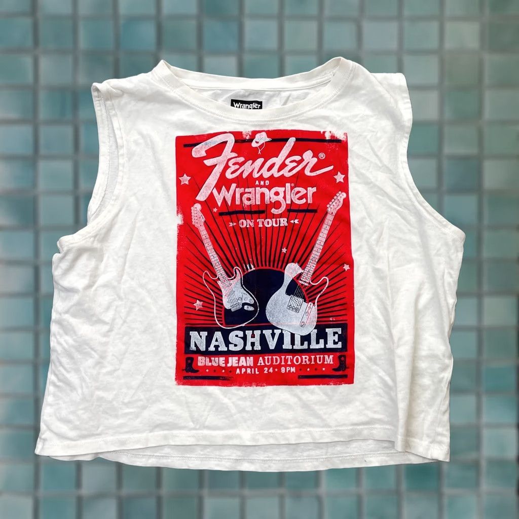 Wrangler Wrangler Top Womens Medium White Cropped Tank On Tour Nashville Graphic Size M / US 6-8 / IT 42-44 - 1 Thumbnail