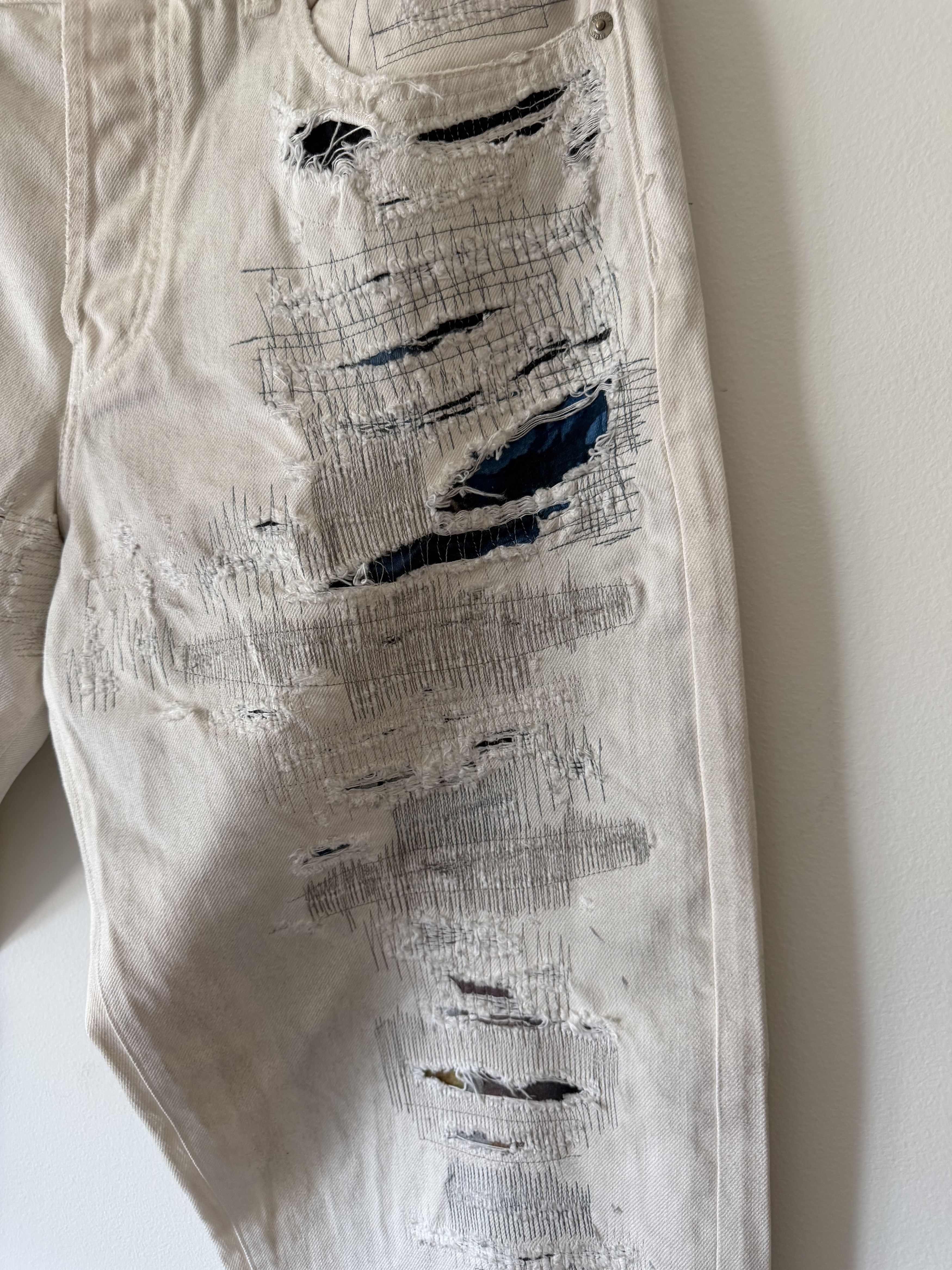 Maison Margiela × Supreme Supreme MM6 Maison Margiela Distressed Loose Fit Jeans White Size US 34 / EU 50 - 4 Thumbnail